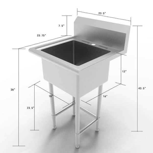 Glacier Bay All-in-One 24 in. Stainless Steel Wall Mount Commercial Utility Kitchen Sink with Faucet - Cheap Fitting