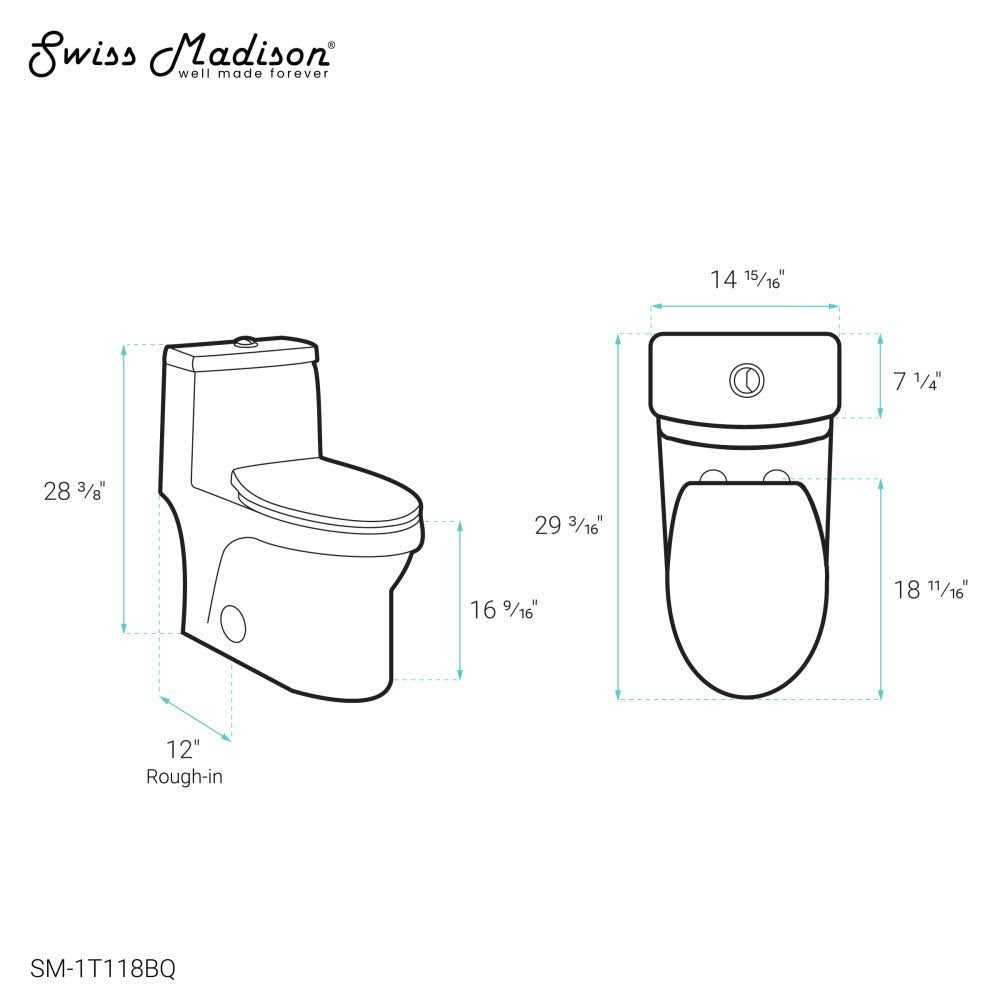 Swiss Madison Virage One-Piece Elongated Toilet Vortex Dual-Flush 1.1/1.6 GPF - Cheap Fitting