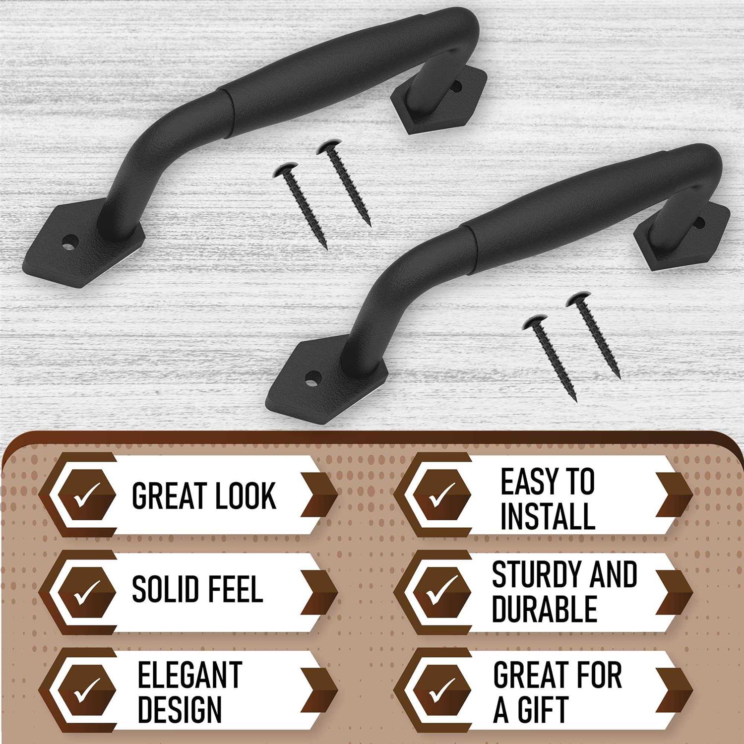 VivaLight Round Rustic Barn Door Handle Solid Steel Sliding - Cheap Fitting