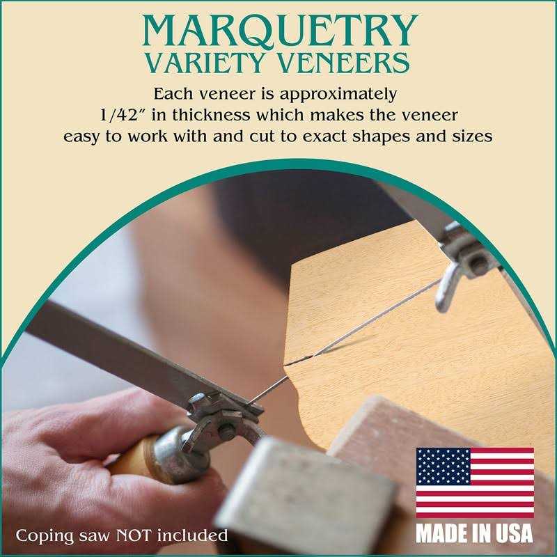 Peachtree Woodworking Supply Veneer Variety Pack for Marquetry and Inlay Work with 15 Square Feet of Domestic • Exotic • Various Grain and Color Dyed Raw Wood Veneers • No Two - Cheap Fitting