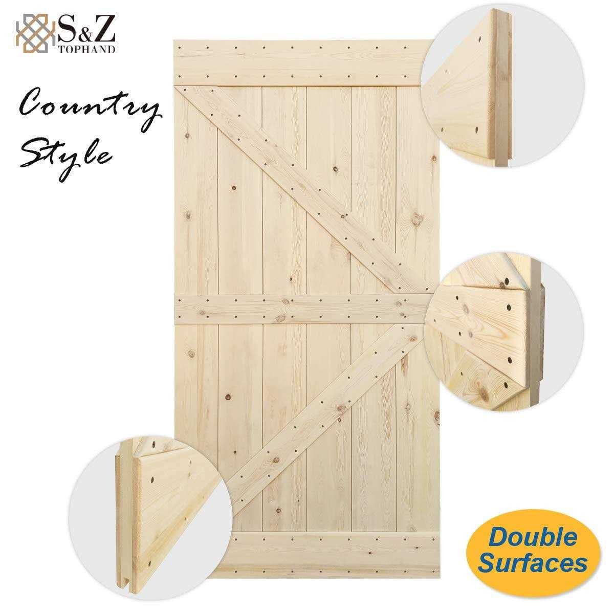 Paneled Wood Unfinished Barn Door without Installation Hardware Kit S&Z TOPHAND - Cheap Fitting