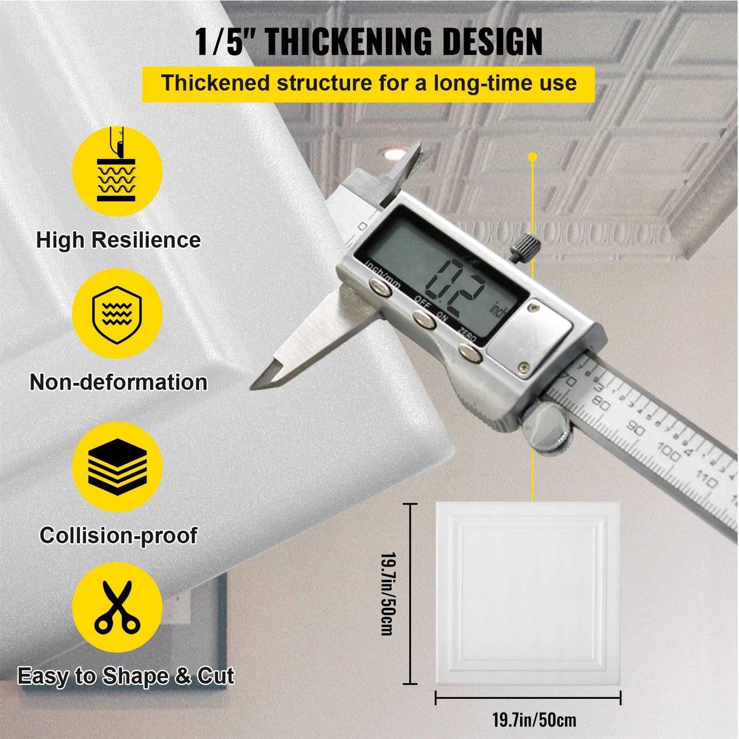 Vevor Foam Ceiling Tiles 19.7 inch x 19.7 inch Glue-up Ceiling Tiles - Cheap Fitting