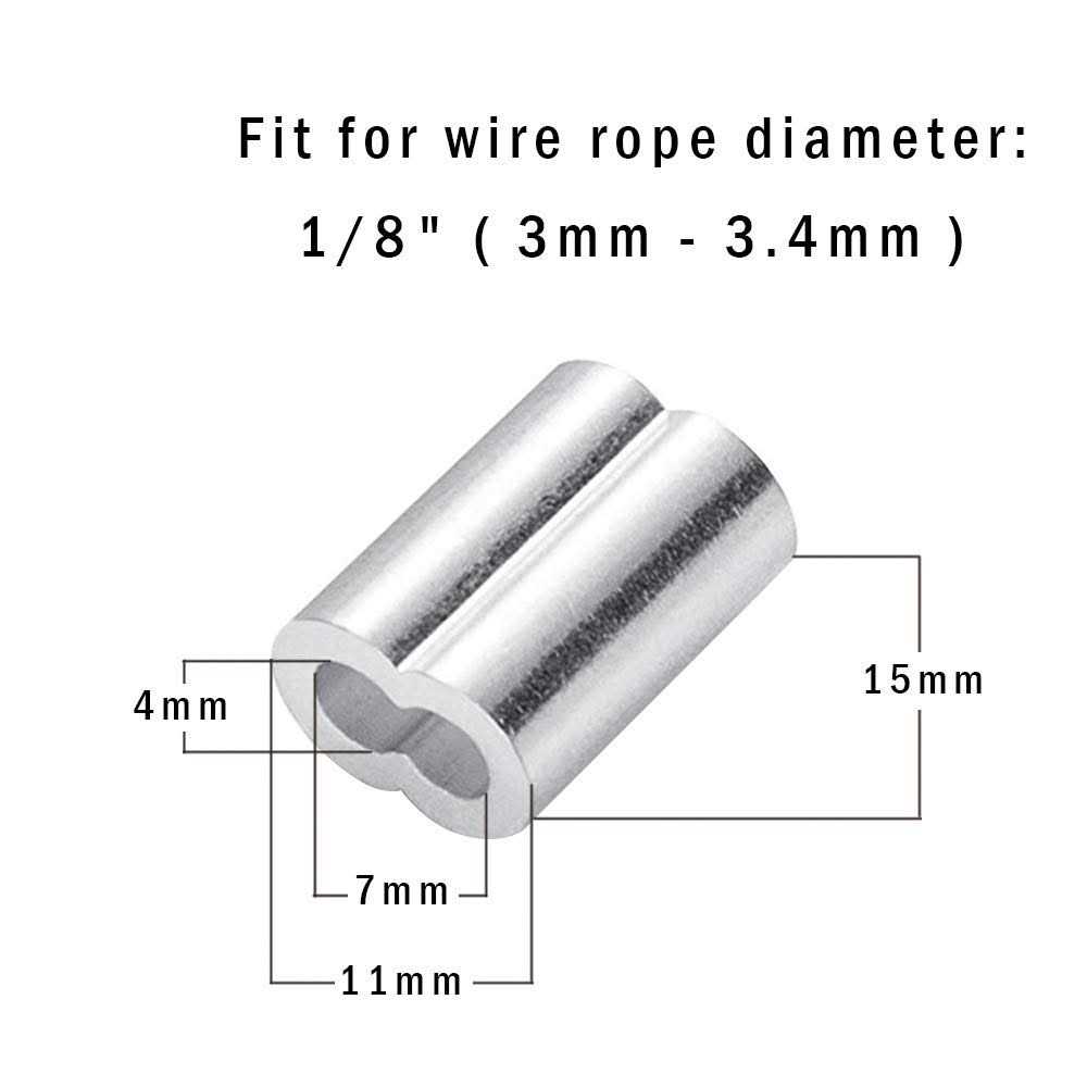 MR.FOAM 1/8 Aluminum Crimping Loop Sleeve 100pcs, Diameter Wire Rope and cable - Cheap Fitting