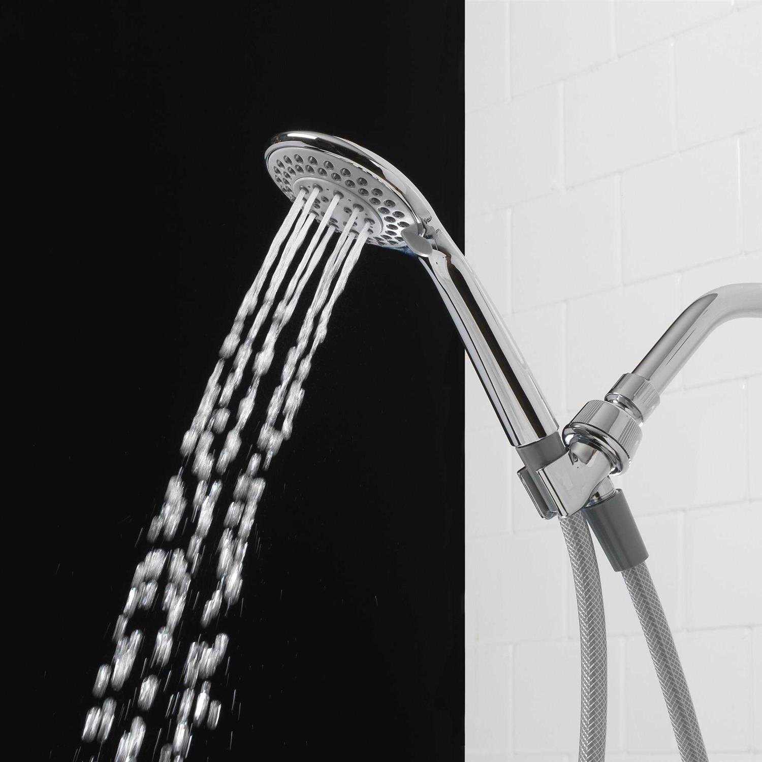 AquaSource 1.8-GPM Rubber Chrome 5-Spray Handheld Shower 3071-551-WS - Cheap Fitting