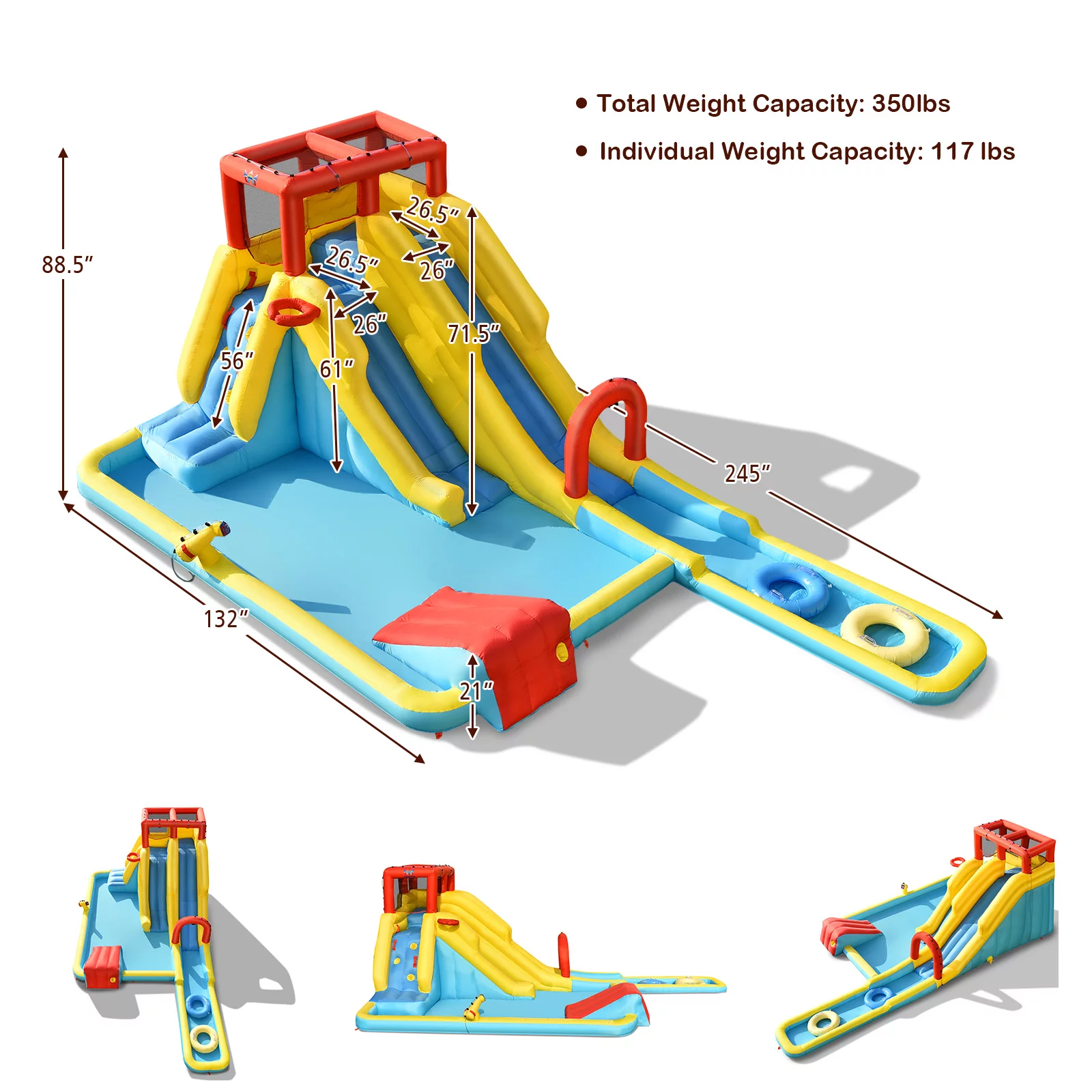 Topbuy Inflatable Water Slide Castle House Water Gun & Climbing Wall (Without Blower) - Cheap Fitting
