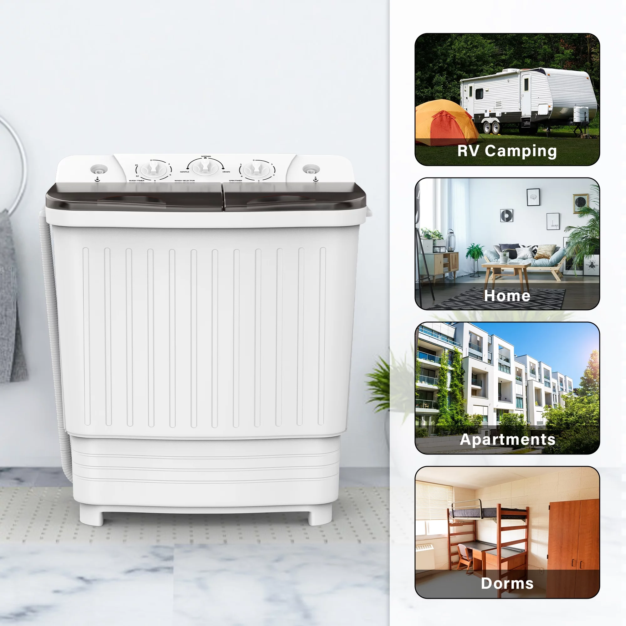 IKTCH 13lbs Washer Portable Washing Machine, Blue+ White - Cheap Fitting