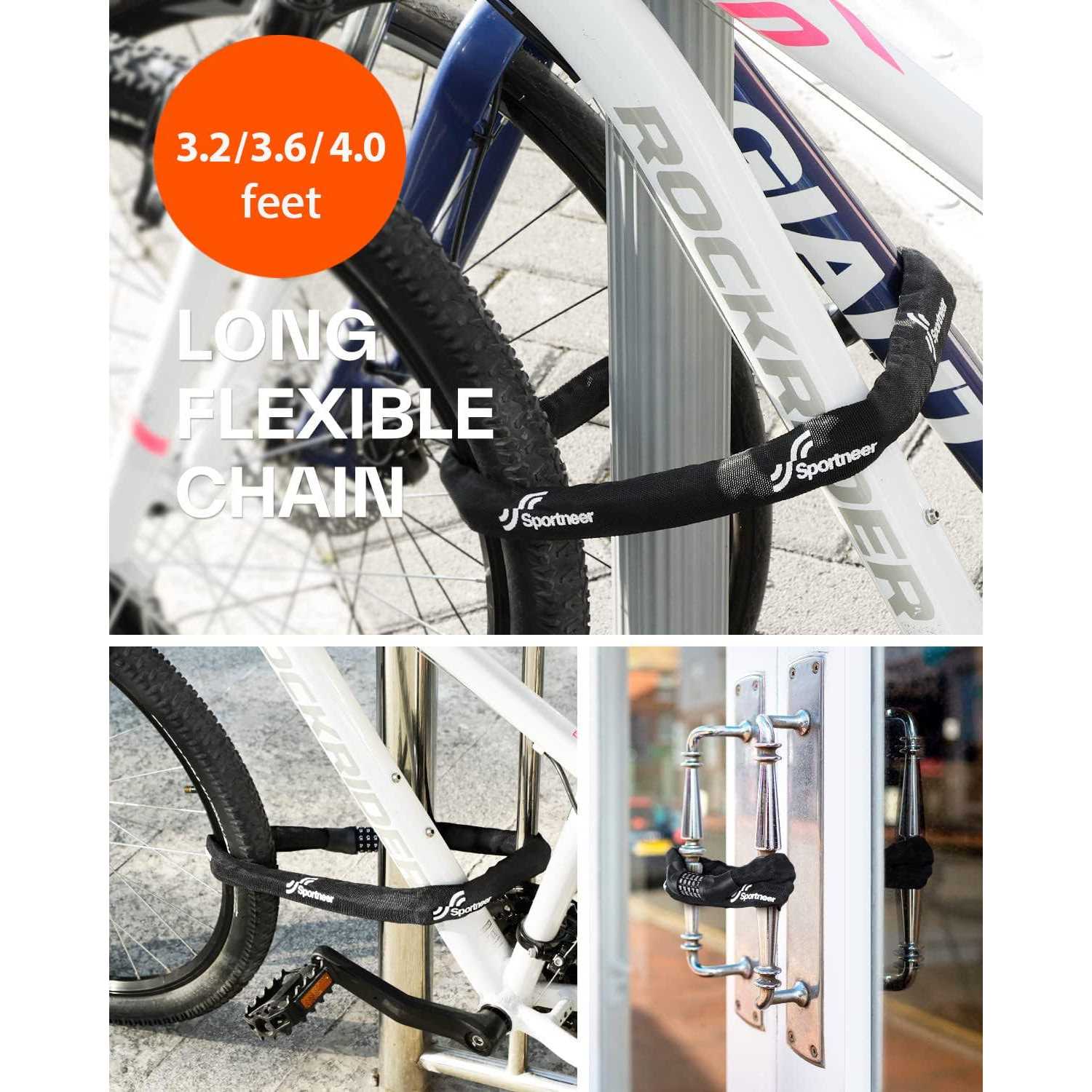 Sportneer Bicycle Chain Lock 5-Digit Resettable Combination Anti-Theft Bike Locks - Cheap Fitting