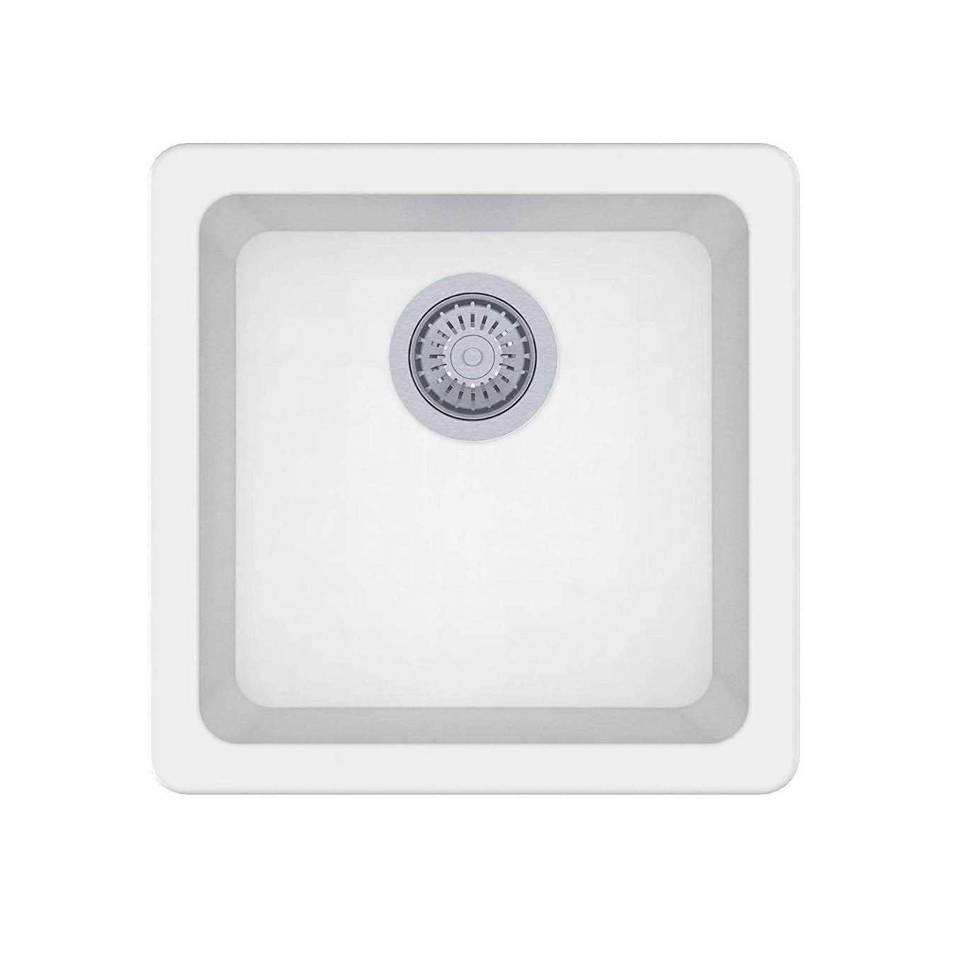 Winpro Granite Quartz 16.64” L x 16.64” W Single Bowl Dual Mount Kitchen Sink WGBL10301 - Cheap Fitting