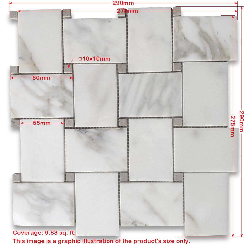 Marble Online Carrara White Marble Large Basketweave Tile Bardiglio Gray Dots - Cheap Fitting