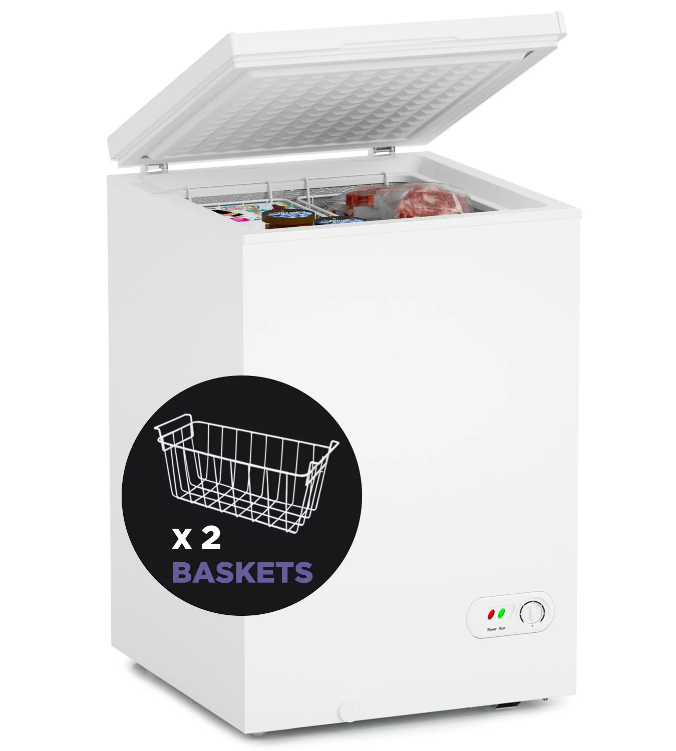 Northair Chest Freezer - 3.5 Cu Ft with 2 Removable Baskets - Reach In Freezer Chest - Quiet Compact Freezer - 7 Temperature - Cheap Fitting