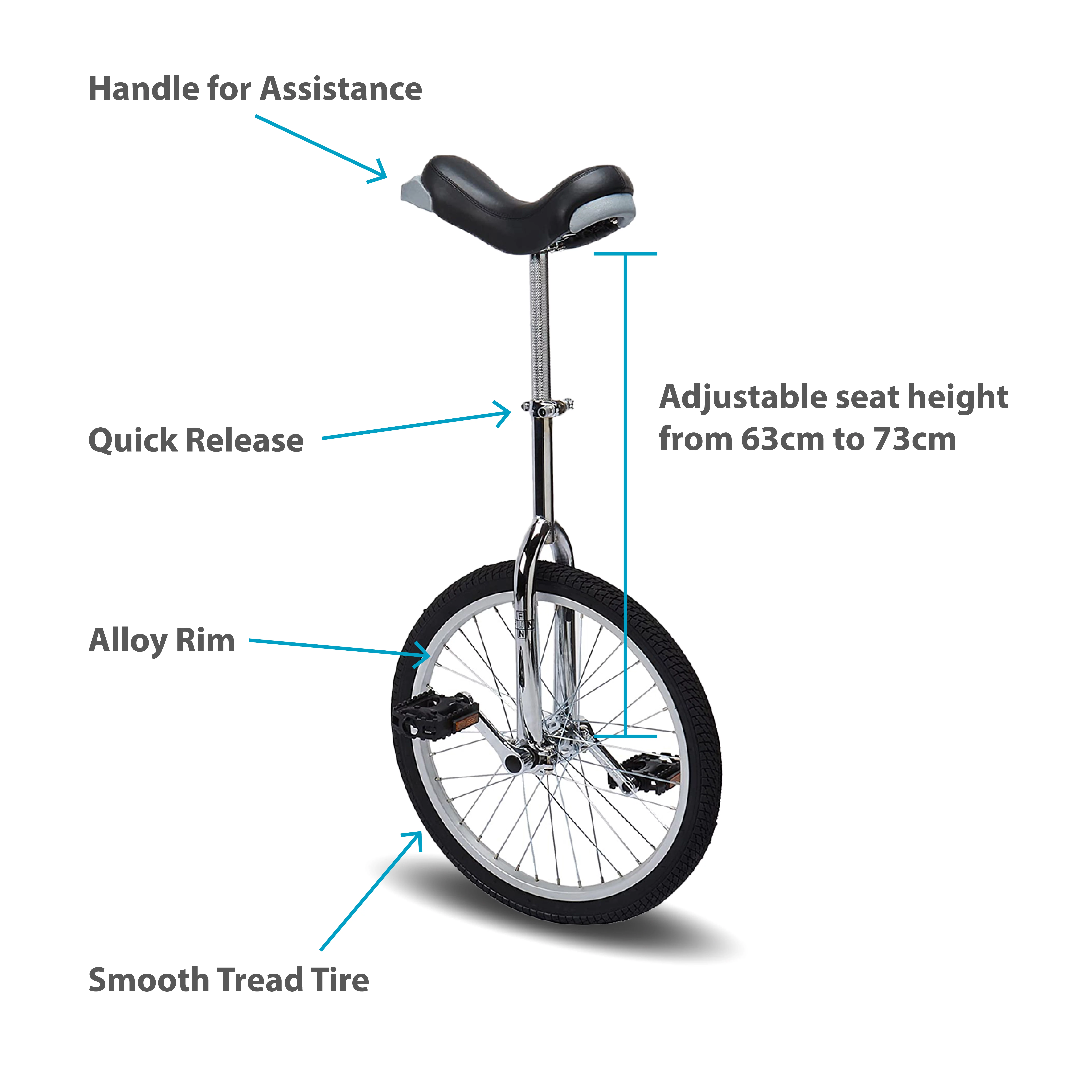 Fun 20 inch Unicycle with Alloy Rim, Blue - Cheap Fitting