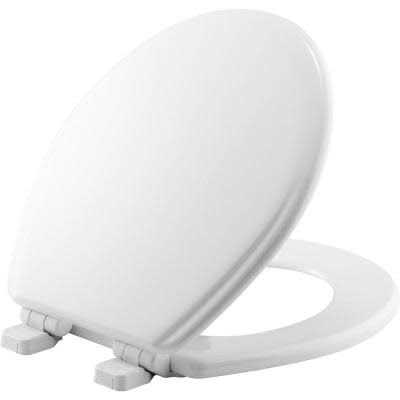 Bemis Jamestown Adjustable Slow Close Never Loosens Round Closed Front Toilet Seat in White - Cheap Fitting