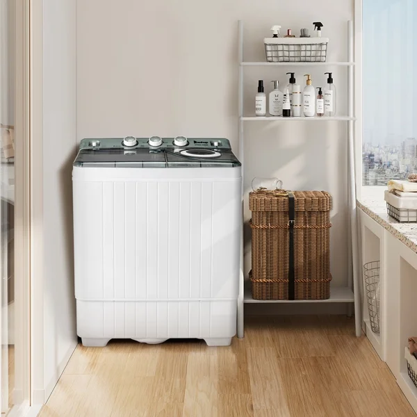 SYTHERS Portable 26lbs Washing Machine with Drain Pump, 18lbs Washer Compact Laundry Machine with 8lbs Spinner, Semi-Automatic Washer Combo for Dorms Apartments - Cheap Fitting