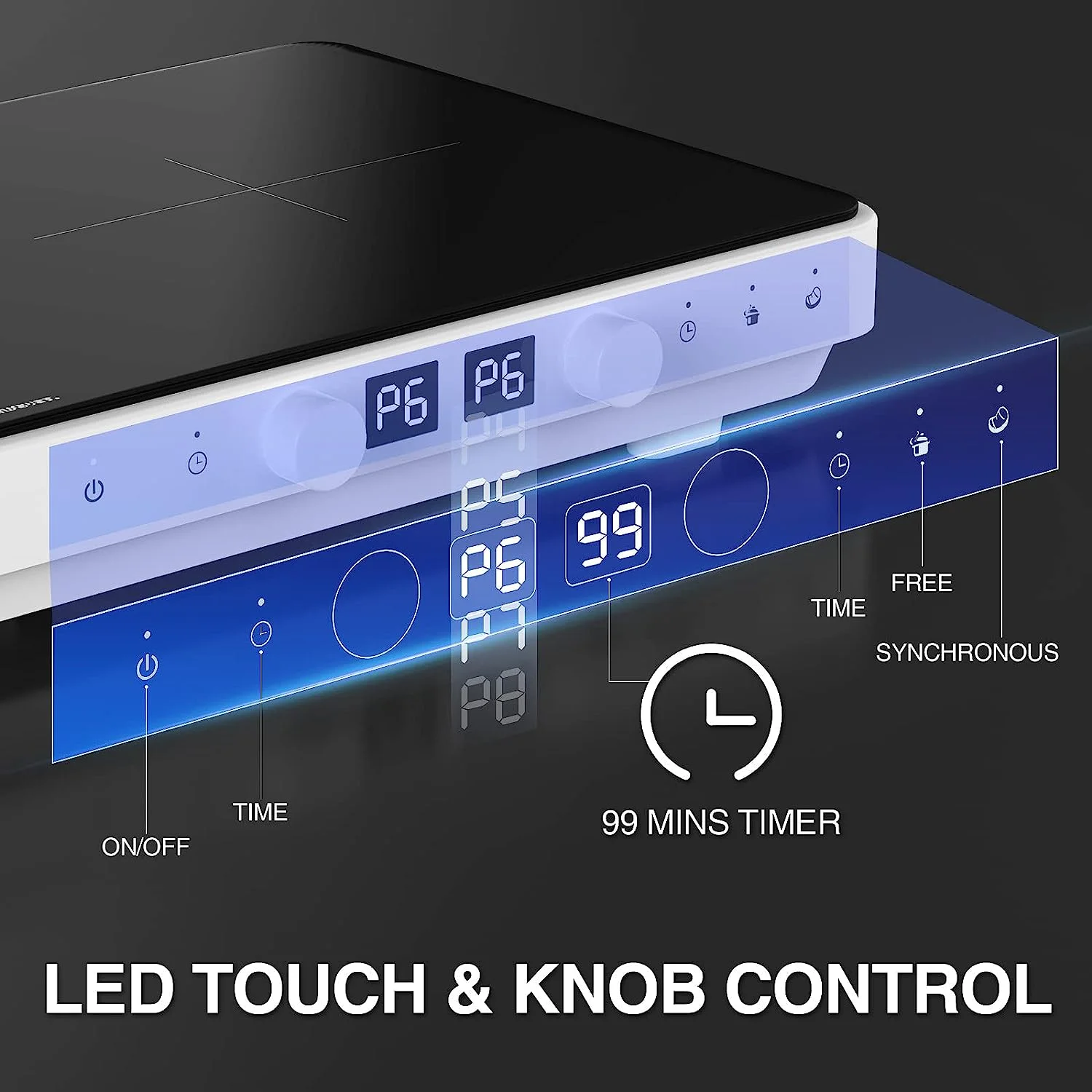 Induction Cooktop, 120V 1800W Electric Cooktop 2 Burner with Removable Griddle Pan, 8 Gears Heating, Timer,  Great for Home Party BBQ - Cheap Fitting