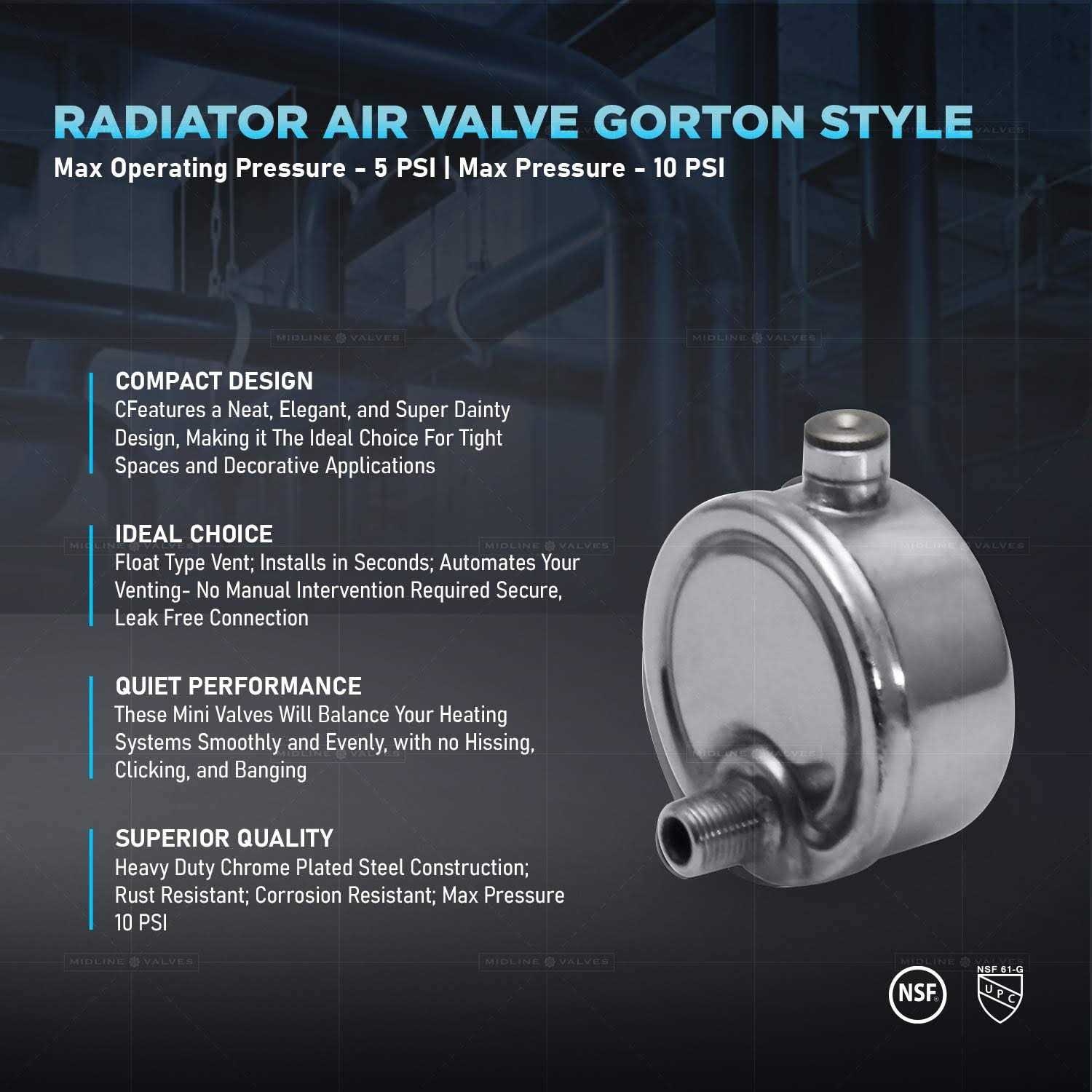 Midline Valve GAV-6A18 Steam Angle Vent - Cheap Fitting