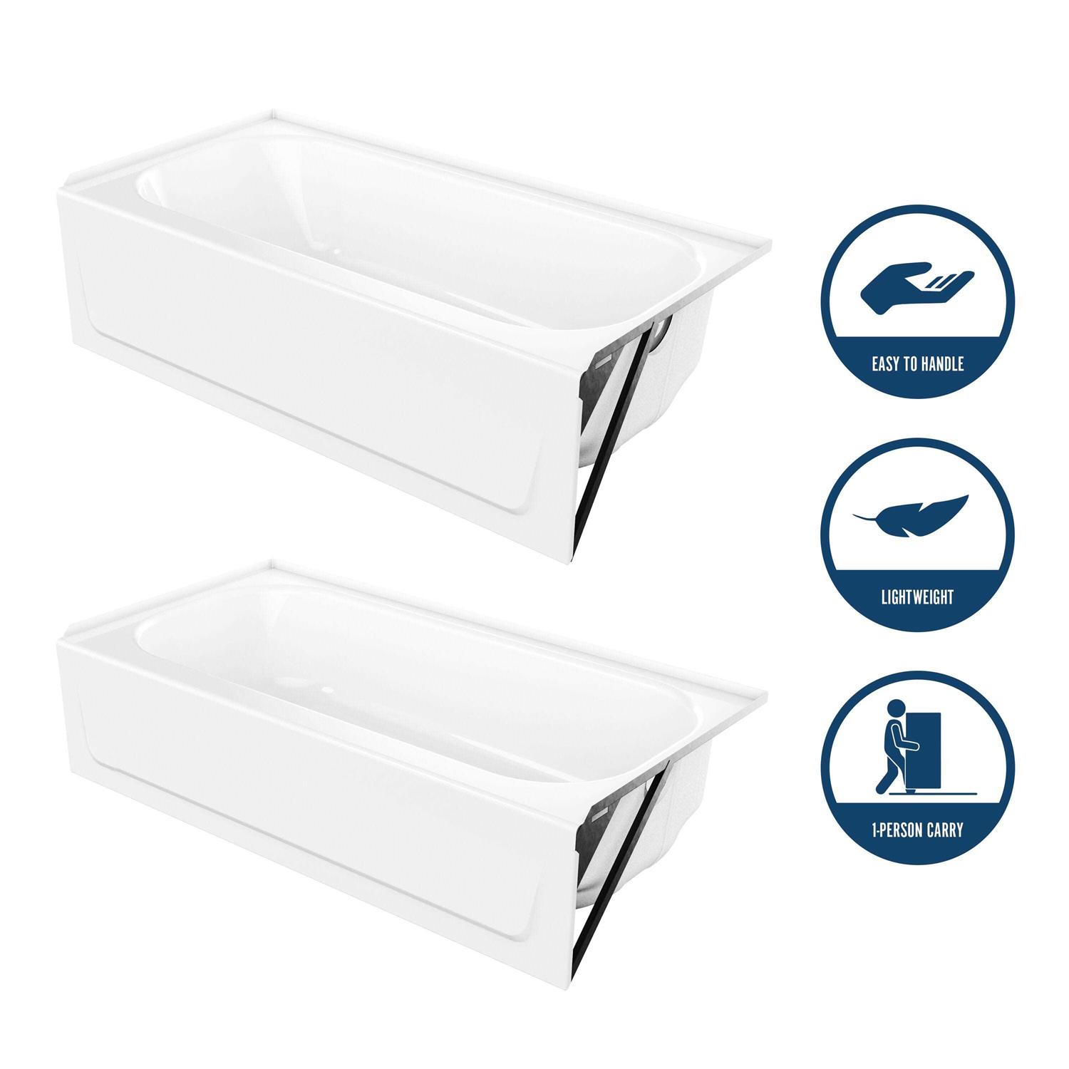 Mansfield Pro-Fit Steel 30-in x 60-in White Porcelain Enameled Steel Alcove Soaking Bathtub LOW-3364-00 - Cheap Fitting