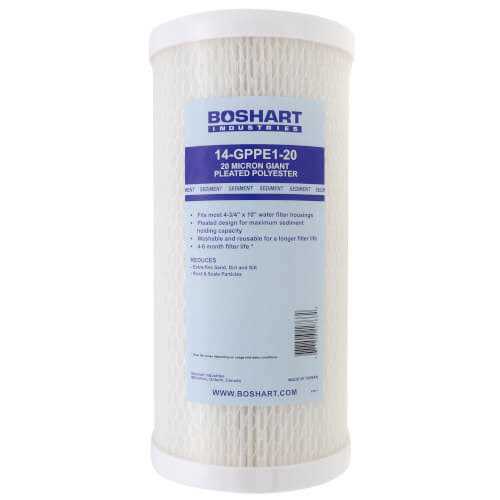 Boshart 14-gppe1-20 4.5 X 10 20 Micron Giant Pleated Polyester Sediment Filter Cartridge Whole House Filter 1 Pack 14-GSWP1-50 - Cheap Fitting