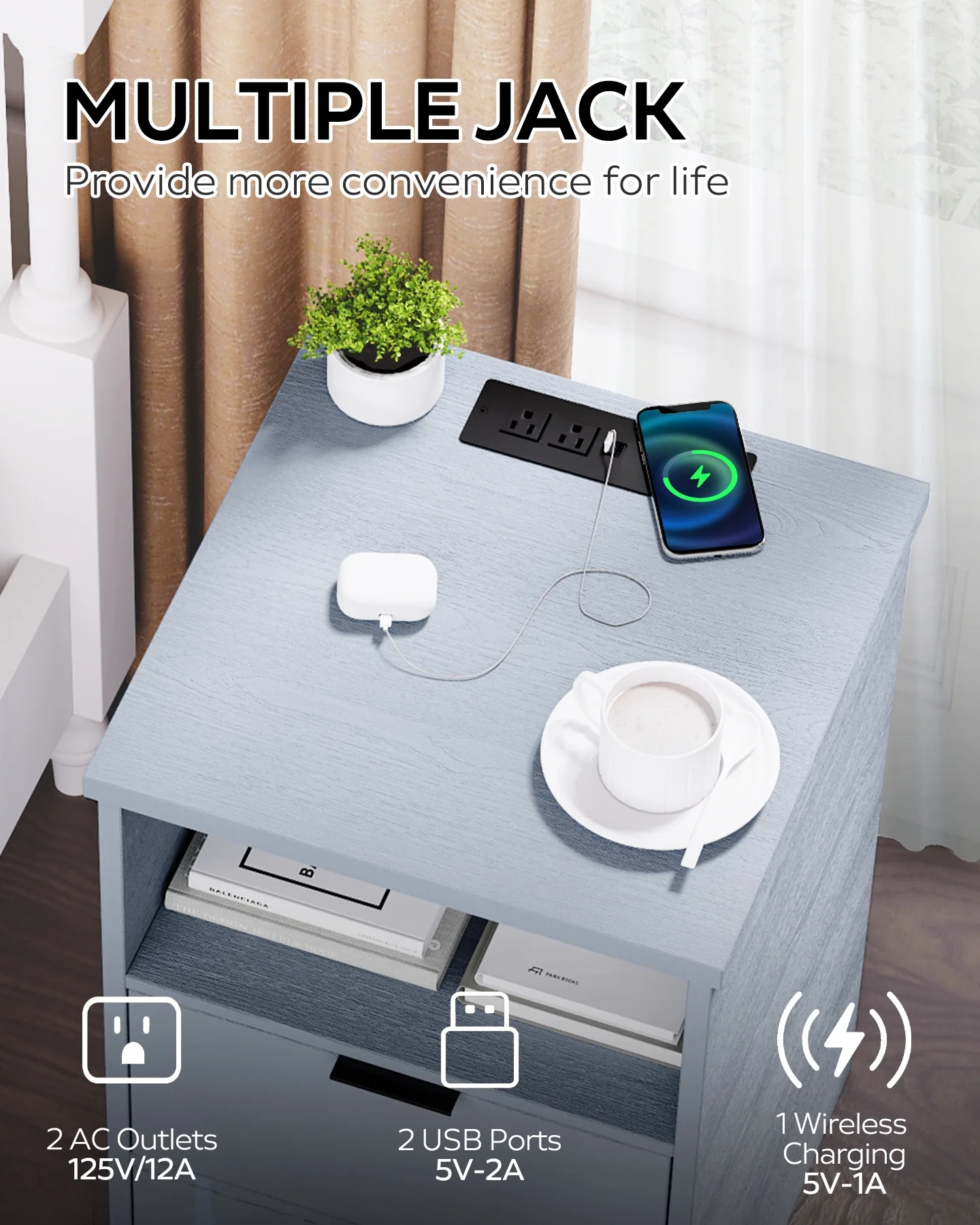 MIRROTOWEL Nightstand, 2 Drawers .with Drawer and Storage Shelf, Bedside Table End Table, Modern Night Stand for Bedroom, Home Office,Grey - Cheap Fitting