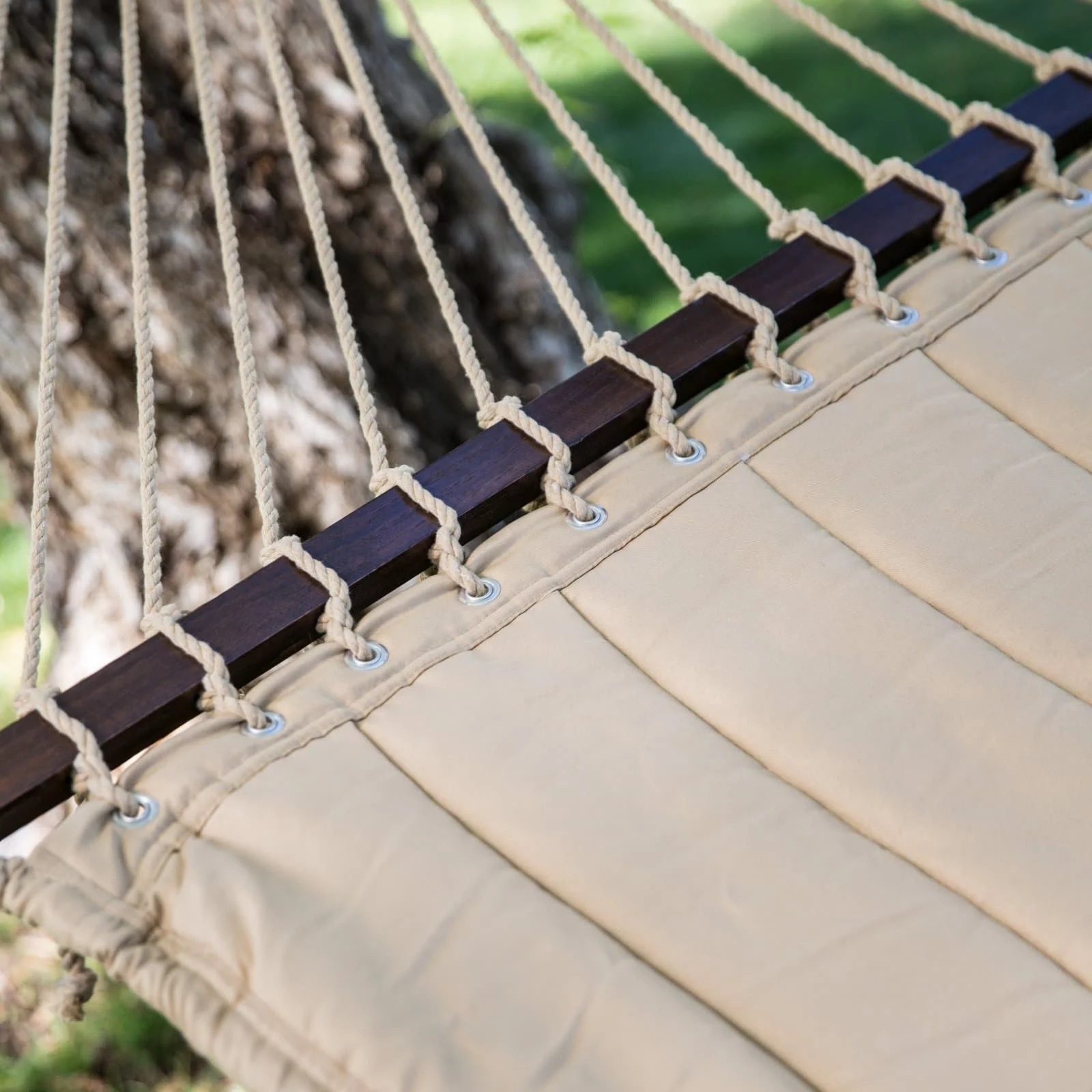 Coral Coast Taupe Brown Quilted Double Hammock, Product Assembled Size 13 ft L x 4.5 ft W - Cheap Fitting
