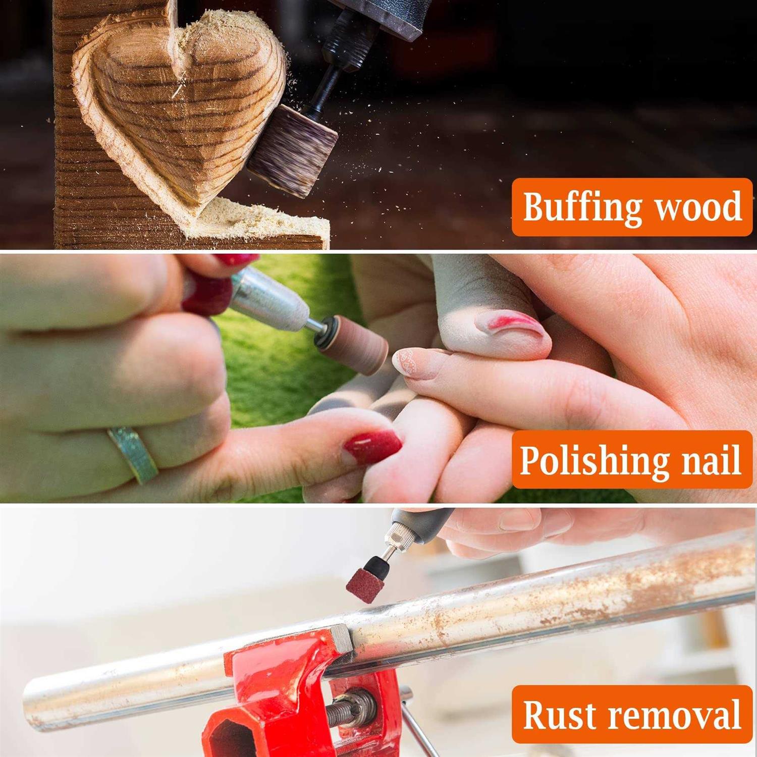 AUSTOR 252 Pieces Sanding Drum Kit with Free Box Including 240 Pieces Drum Sander Sanding Sleeves and 12 Pieces Drum Mandrels for Dremel Rotary Tool - Cheap Fitting