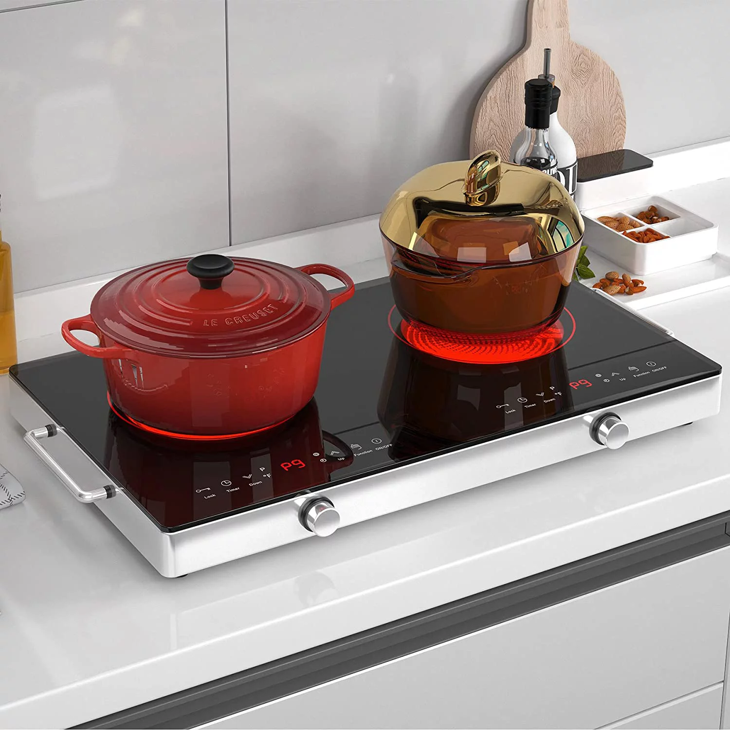 VBGK Electric Cooktop 2 Burners 2400W Portable Electric Burner Countertop Hot Plate for Cooking 120V,3H Timer & Auto Shutdown Electric Stove,Child Lock Electric Stove Top with Plug - Cheap Fitting