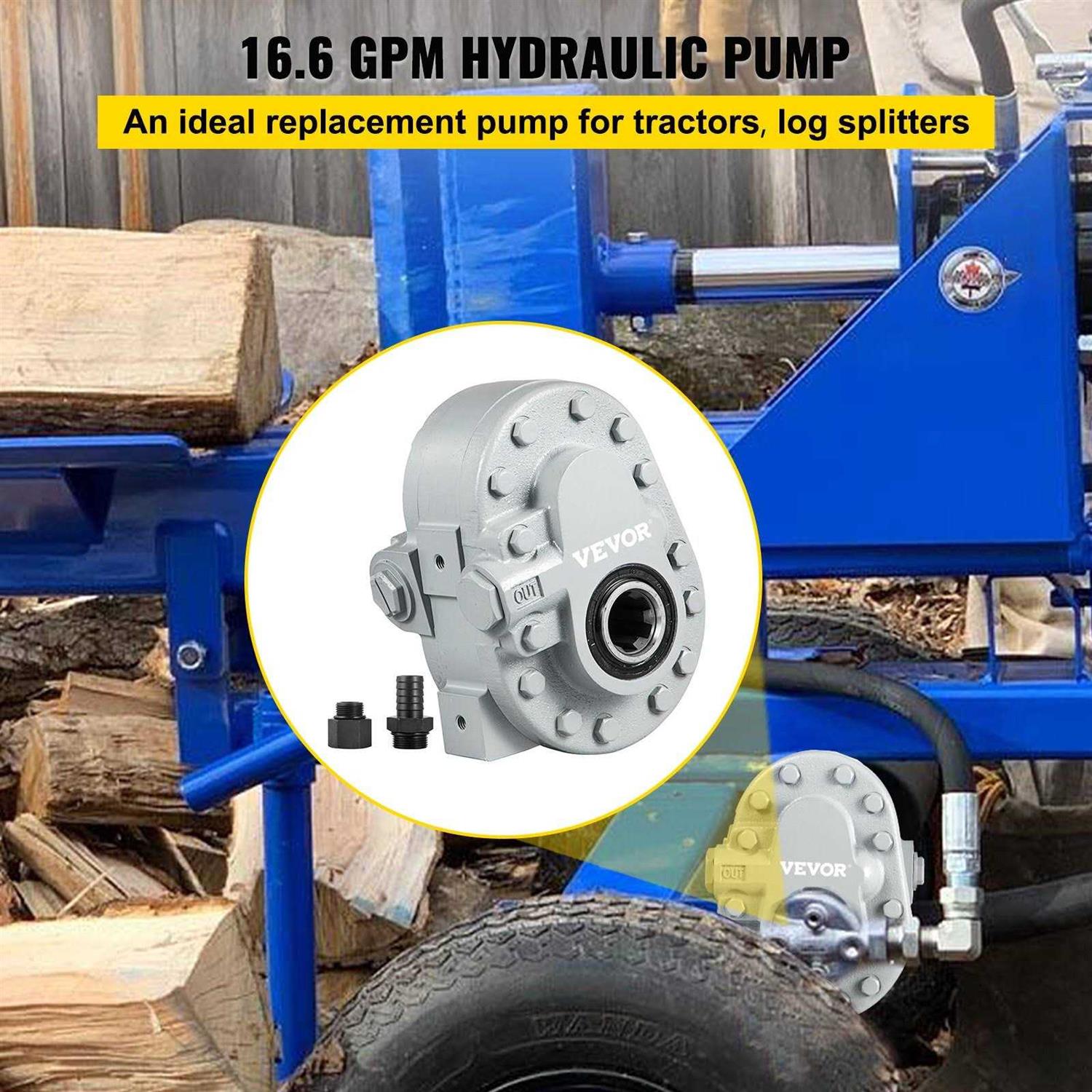 VEVOR Hydraulic Pump 16.6GPM Hydraulic Motor 540RPM Log Splitter 2500PSI Hydraulic Splitter SAE 12 Outlet Port Hydraulic Pump for Log Splitter - Cheap Fitting
