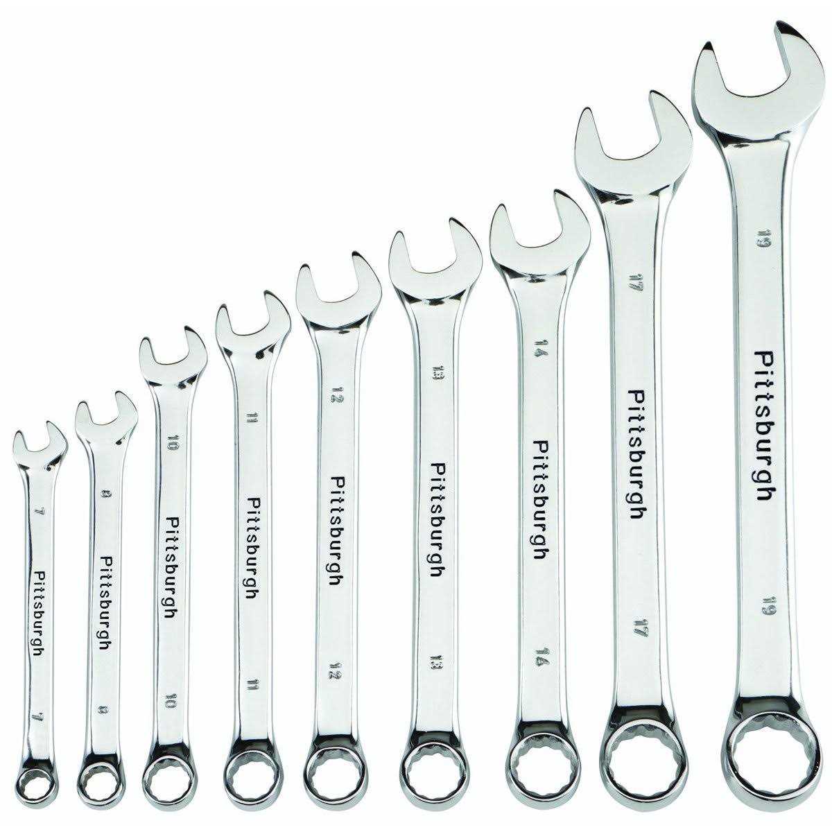 Pittsburgh 9 Piece Fully Polished Metric Combination Wrench Set - Cheap Fitting