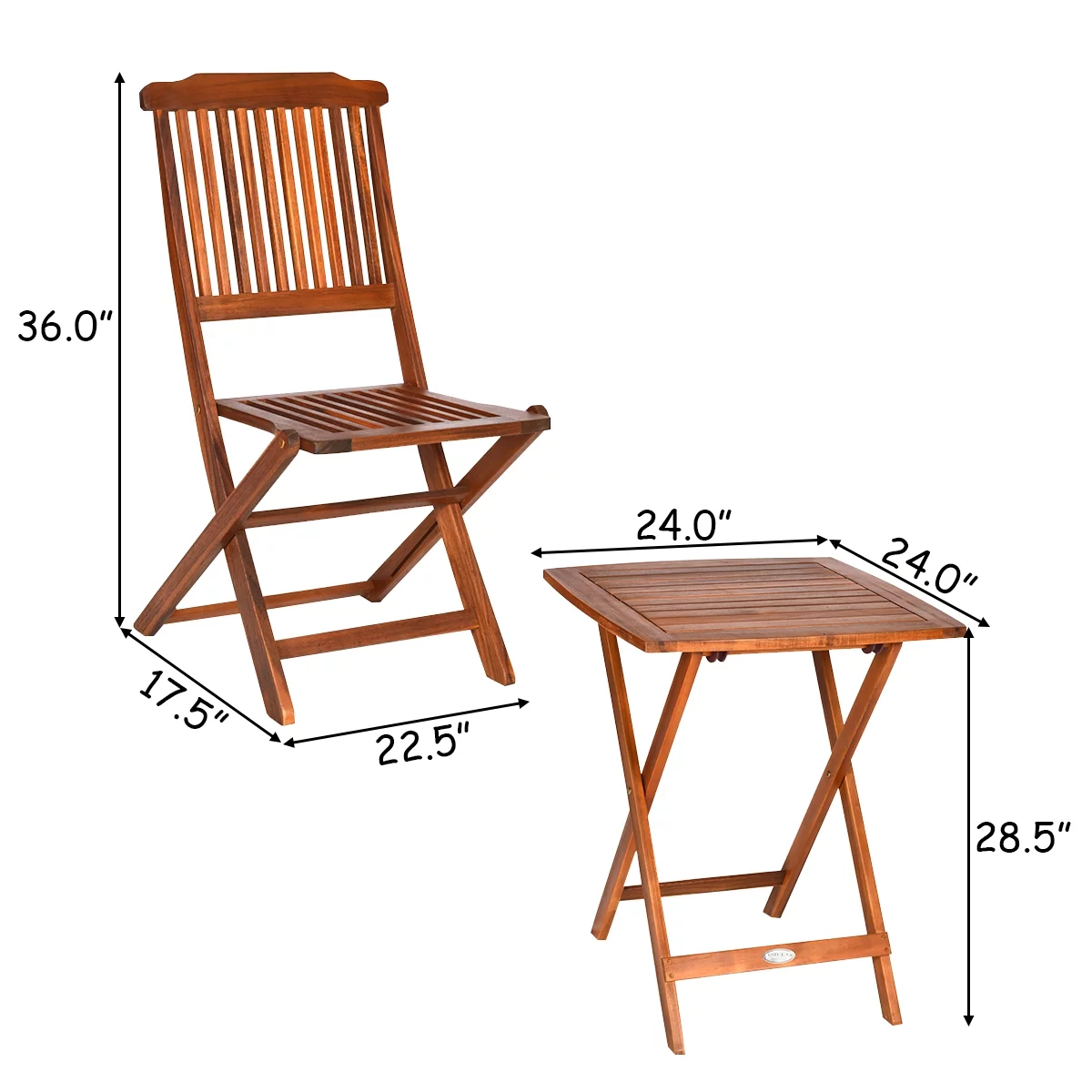 Patiojoy 3PCS Patio Folding Wooden Furniture Conversation Set Indoor & Outdoor - Cheap Fitting