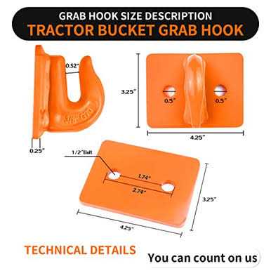 Ambull 2 Pack 3/8 Tractor Bucket Grab Hook Grade 70 Forged Steel Bolt On Grab Hook Tow Hook Mount with Backer Plate,Work Well for Tractor Bucket - Cheap Fitting
