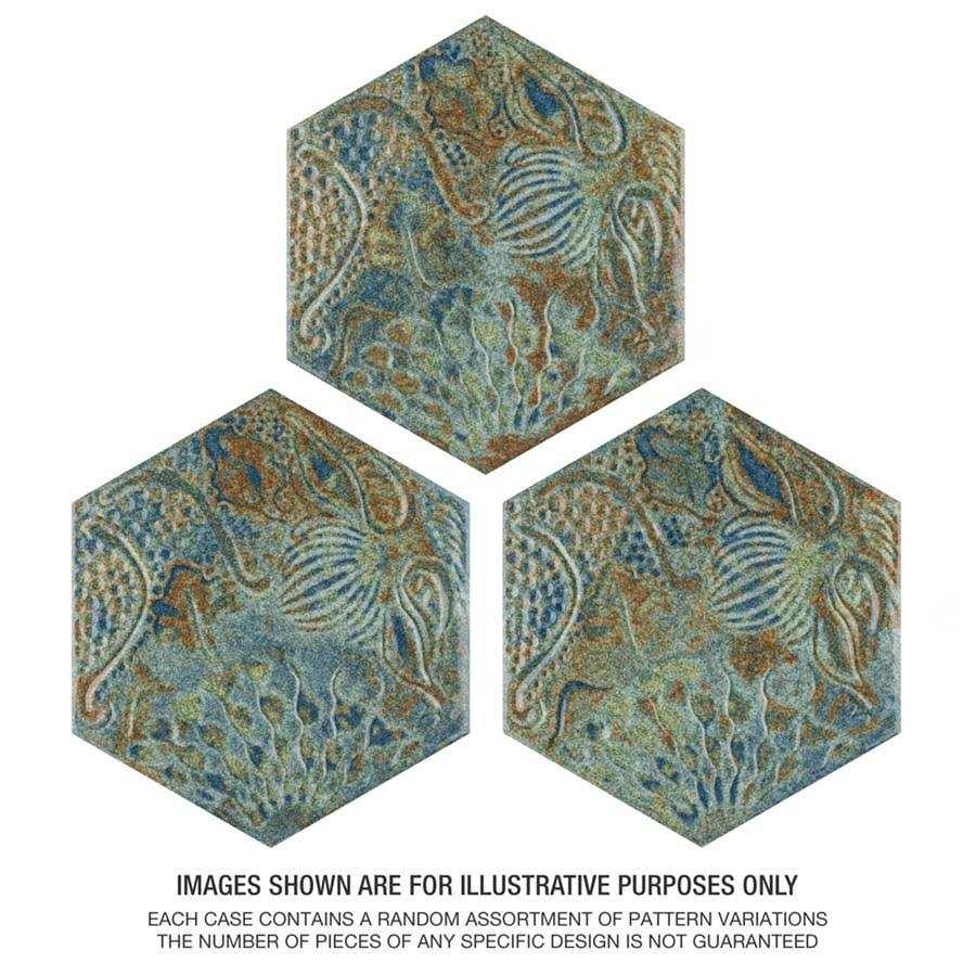 Merola Tile Gaudi React Hex Ocean 8-5/8 x 9-7/8 Porcelain Floor and Wall Tile - Cheap Fitting