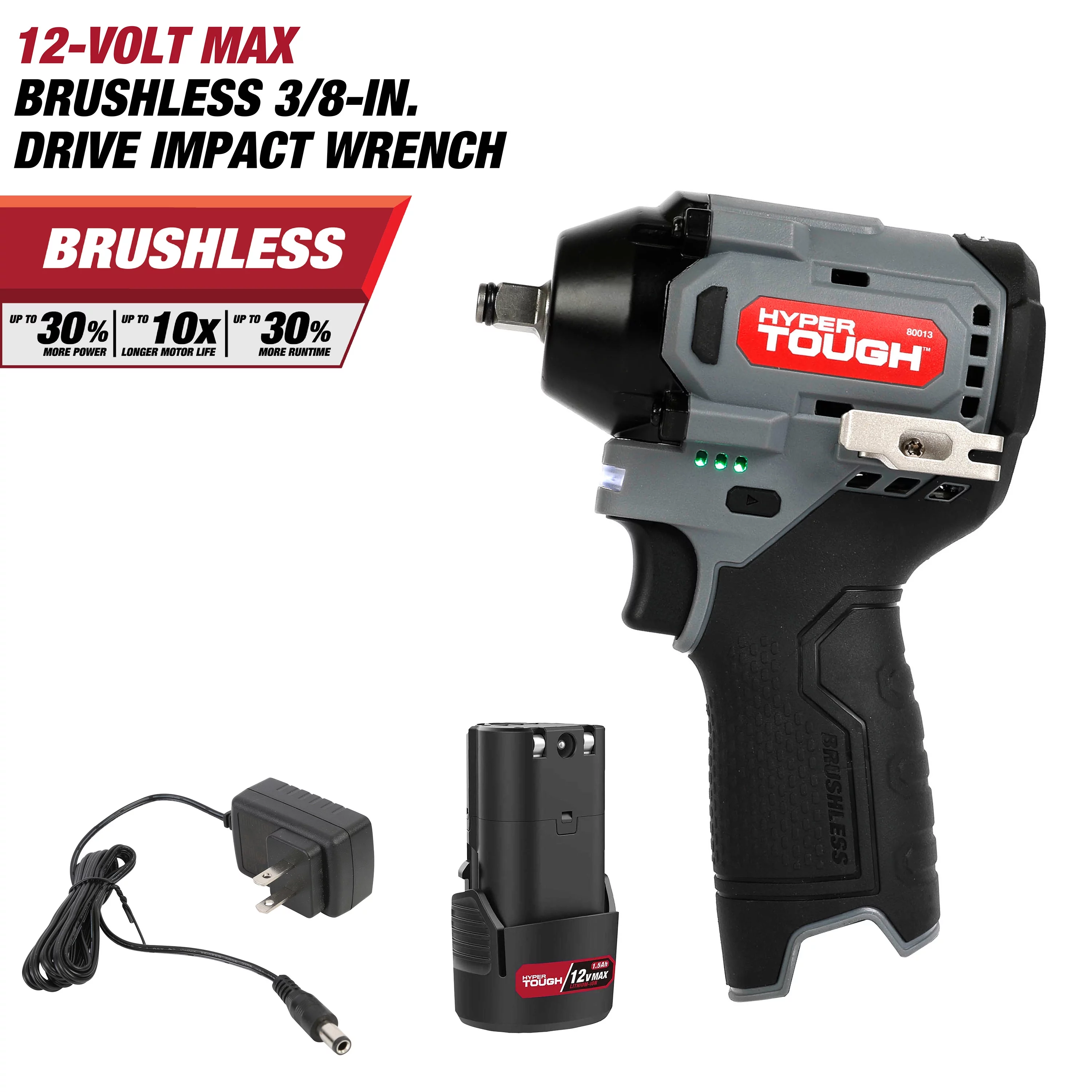 Hyper Tough 12-Volt Cordless Brushless Impact Wrench Plus 4 Ah Battery - Cheap Fitting
