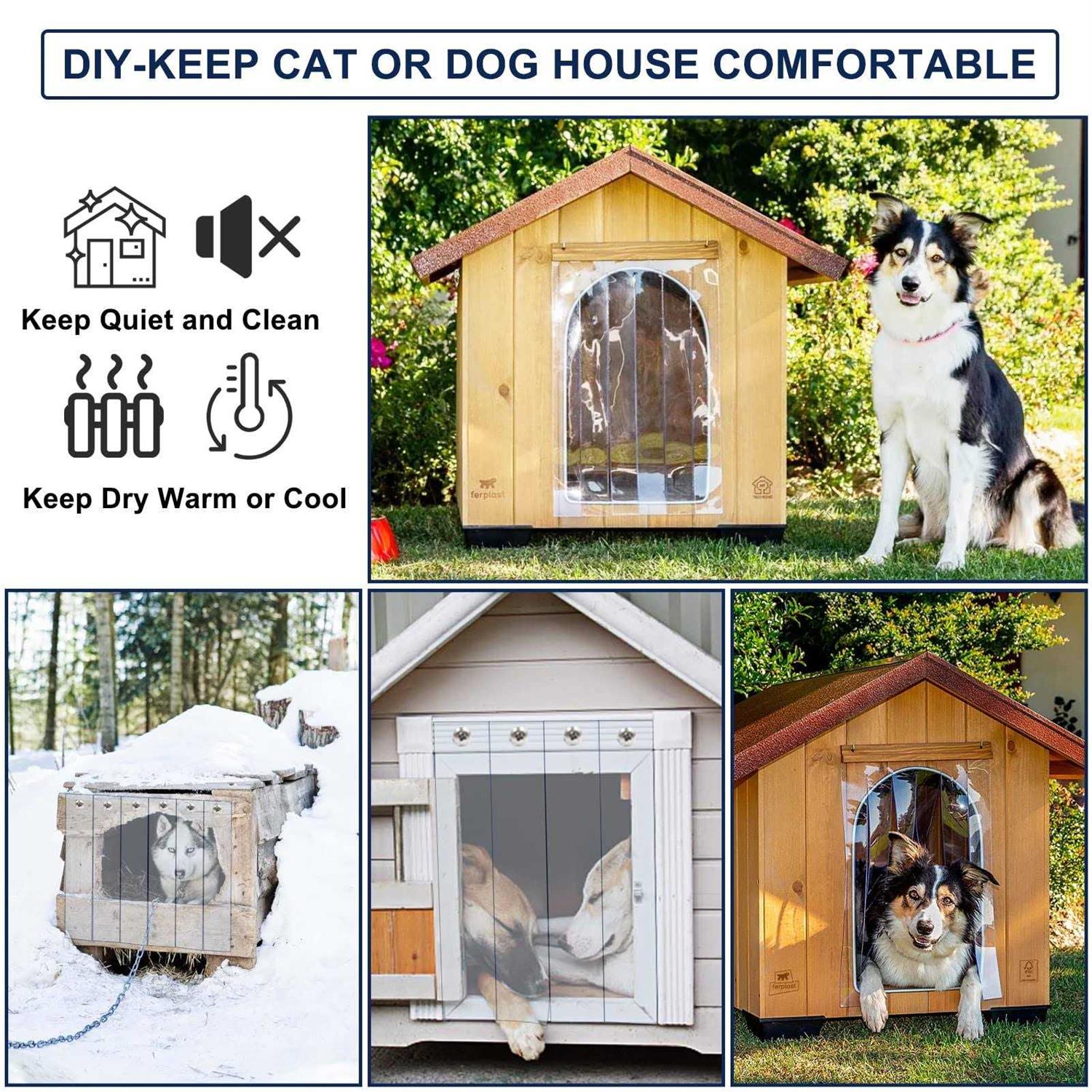 Doggie Door Replacement Strips 8′ L x CRAFTFORCE Clear Plastic Vinyl Strip for DIY Dog or Cat Door - Cheap Fitting