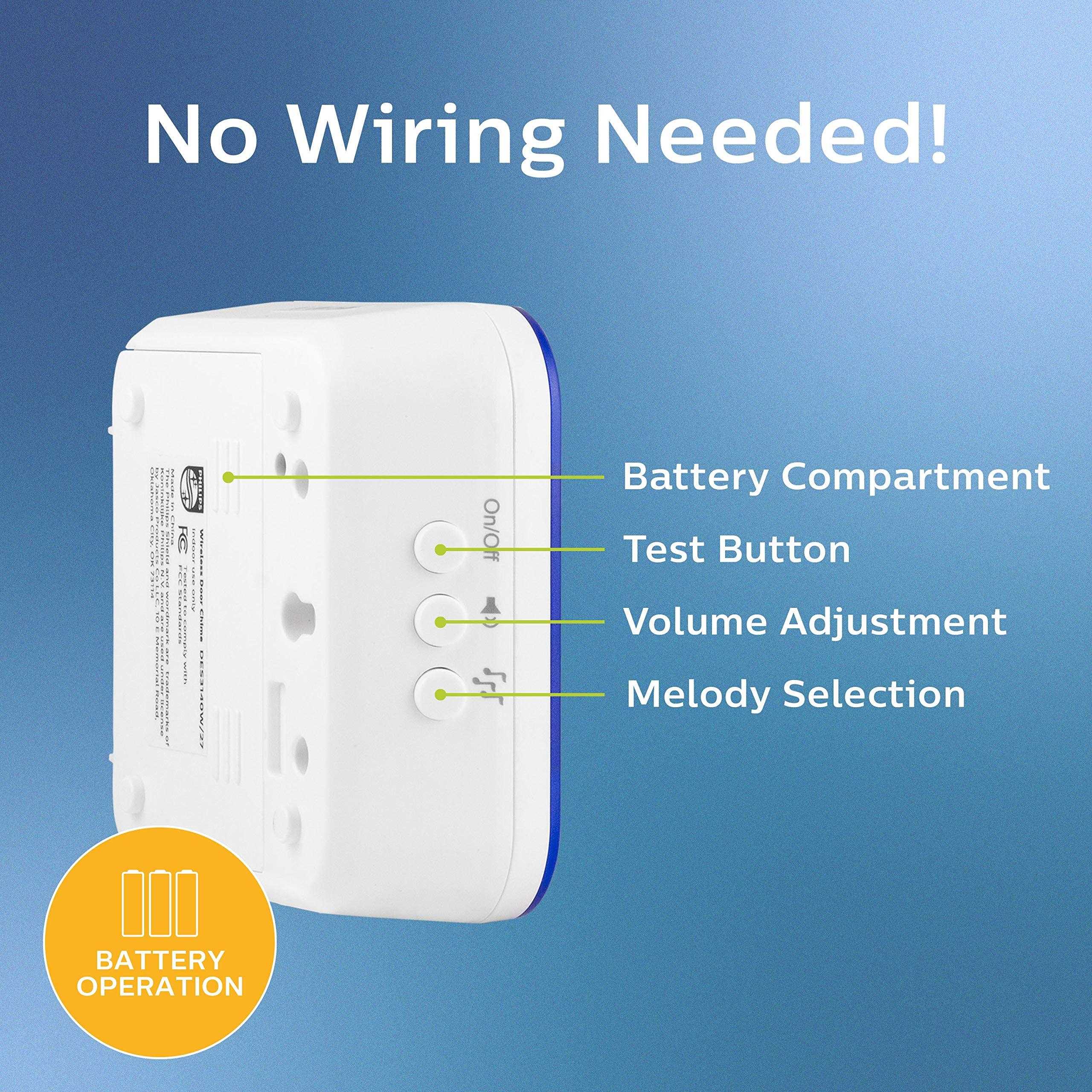 Philips Battery-Operated 32-Melody Door Chime 1 Receiver - Cheap Fitting