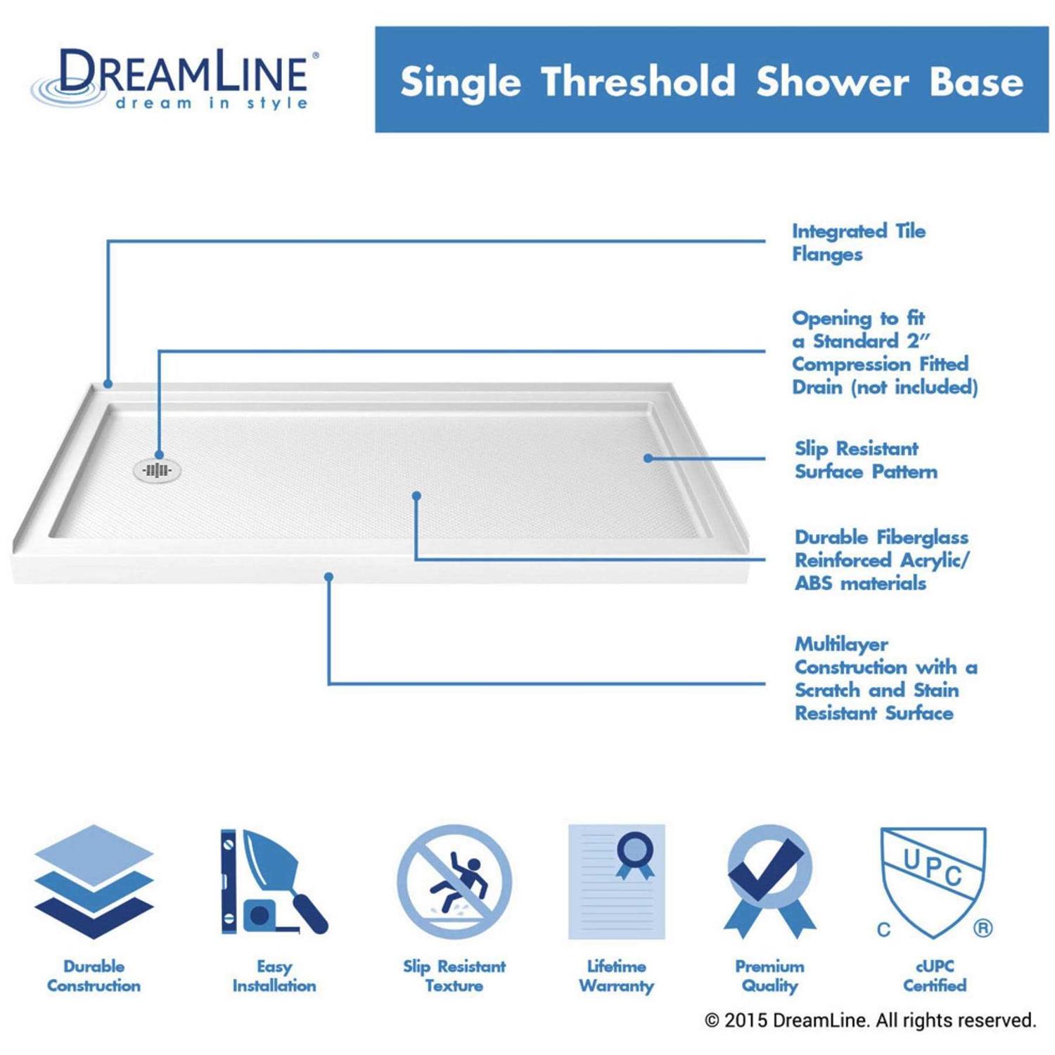 DreamLine SlimLine 34 in. x 60 in. Single Threshold Shower Base DLT-1134601 - Cheap Fitting