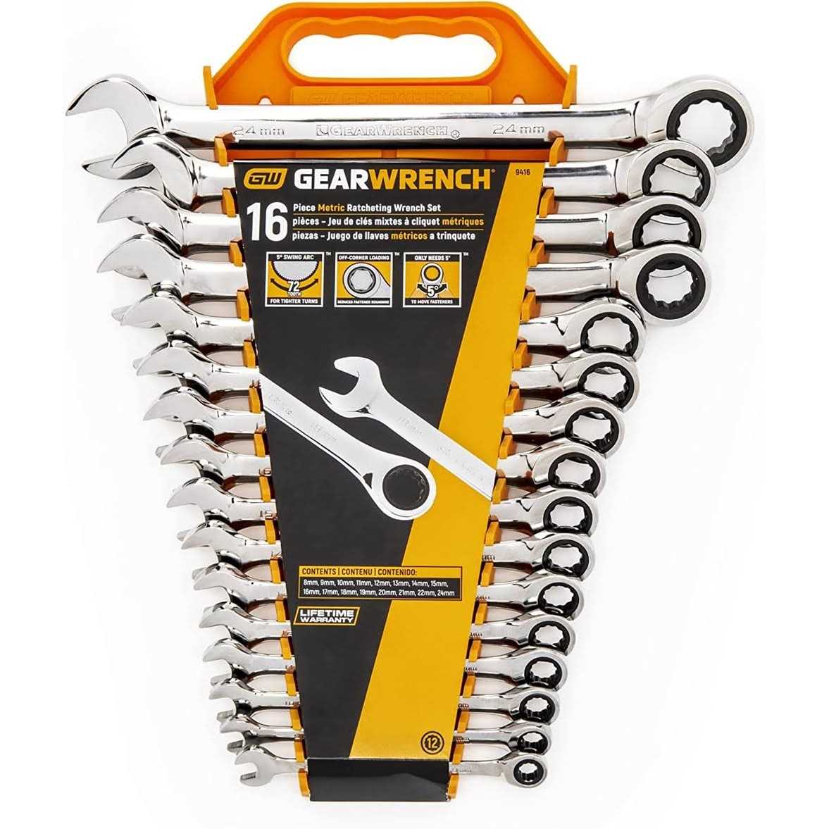 GearWrench 9416 16 Piece Metric Combination Ratcheting Wrench Set - Cheap Fitting