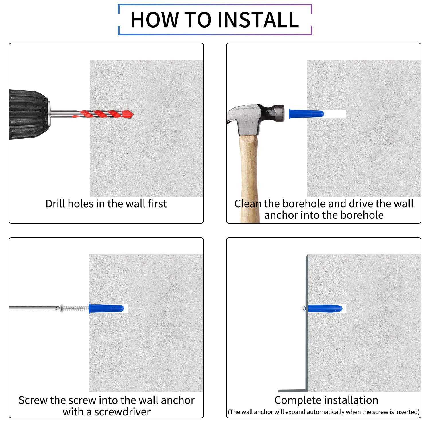 BesLife Concrete Anchors And Screws Kit, 100Pcs Masonry Anchors And 100Pcs Masonry Screws with 1Pcs Corresponding Bit - Cheap Fitting