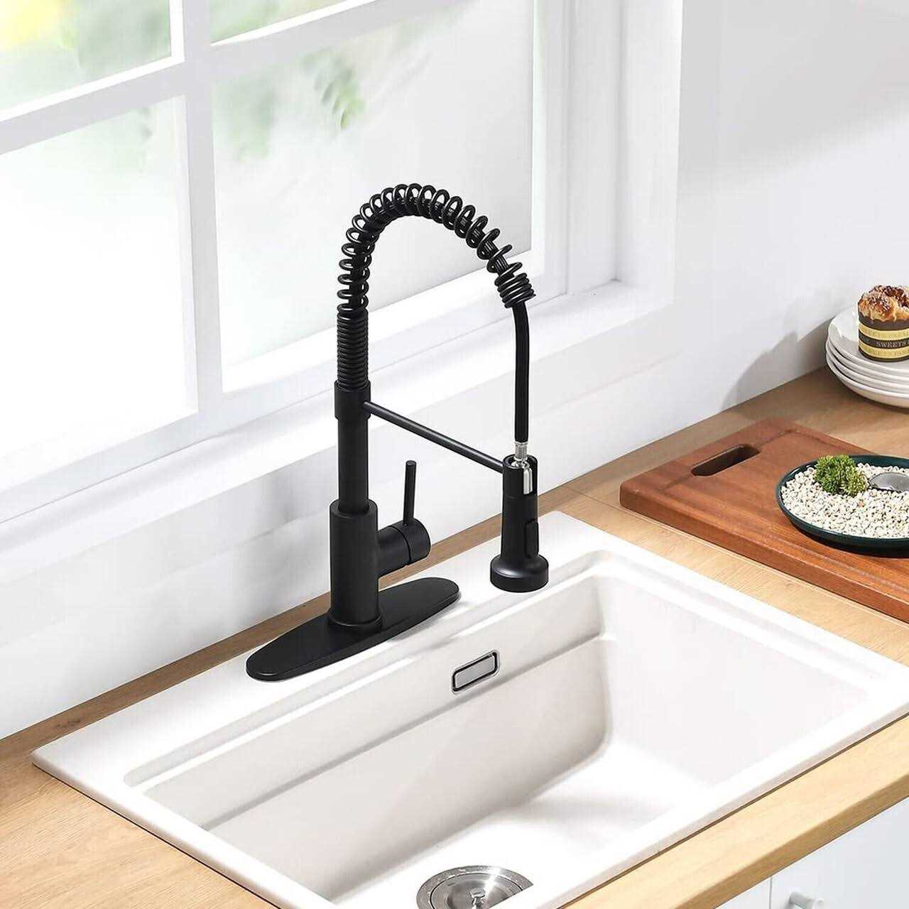 TENLO Black Kitchen Faucet Kitchen Sink Faucet with Sprayer - Cheap Fitting