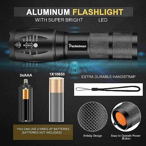 LED Tactical Flashlight Super Bright 2000 Lumen LED Flashlights Portable Outdoor Water Resistant Torch with 5 Light Modes(10Pack) - Cheap Fitting
