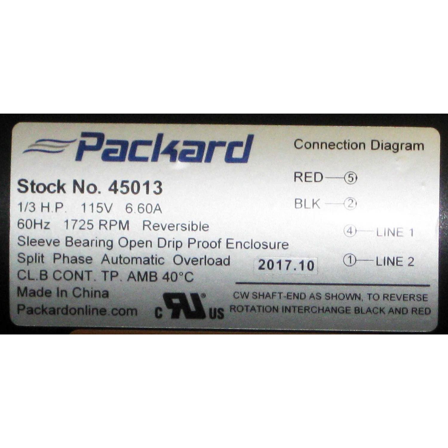 Packard 45013 1/3 HP 1725 Rpm 115 Volts Belt Drive Blower Motor - Cheap Fitting