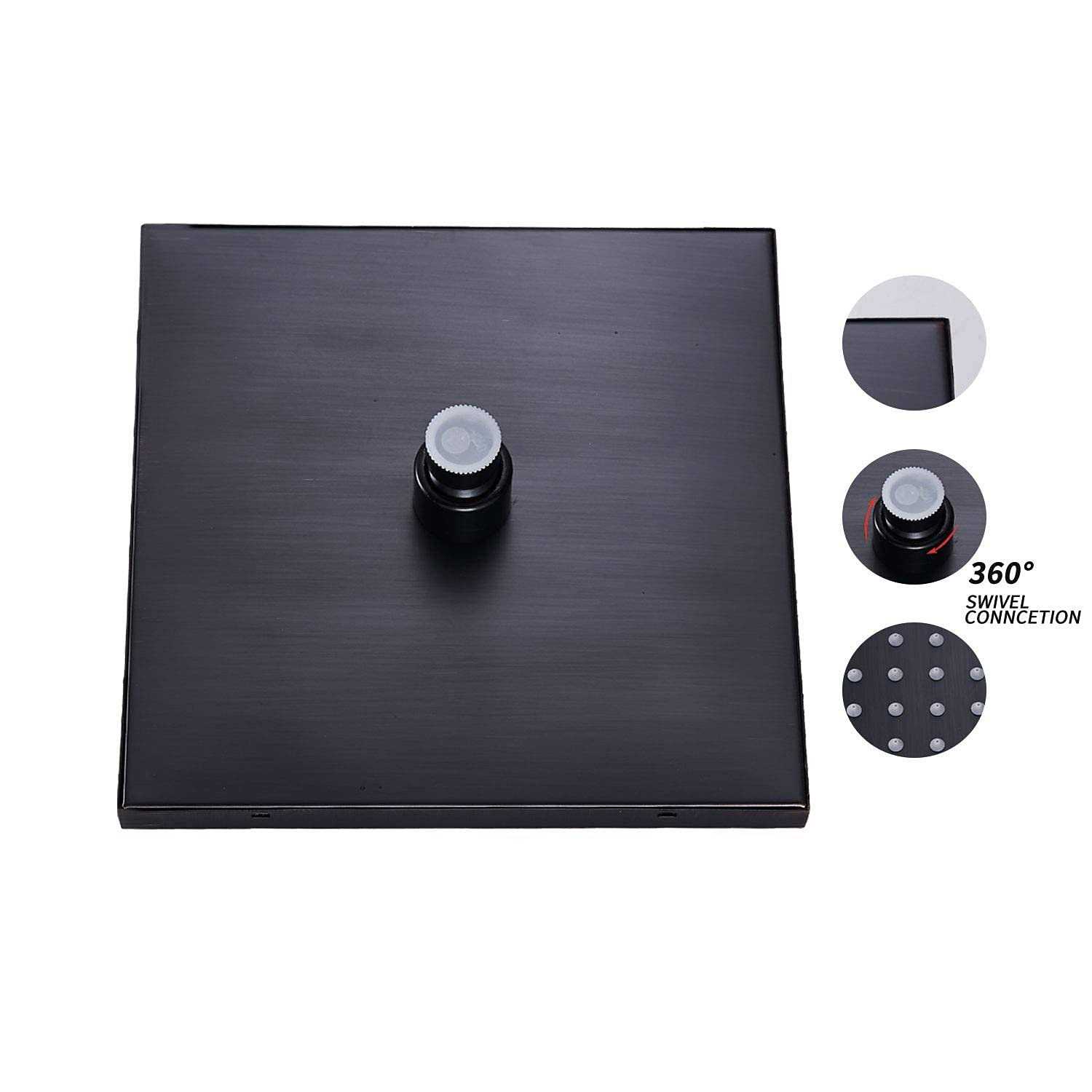 GGStudy Shower Head 8 inch Square Rain Stainless Steel High Pressure Oil Rubbed Bronze Shower Heads Rainfall Bath Shower Self-cleaning - Cheap Fitting