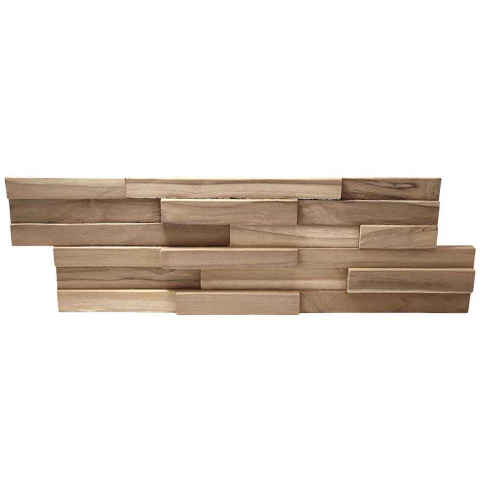 WALL!SUPPLY 0.79 in. x 7.09 in. x 19.49 in UltraWood Teak Firenze Jointless Z-shape Interlocking - Cheap Fitting