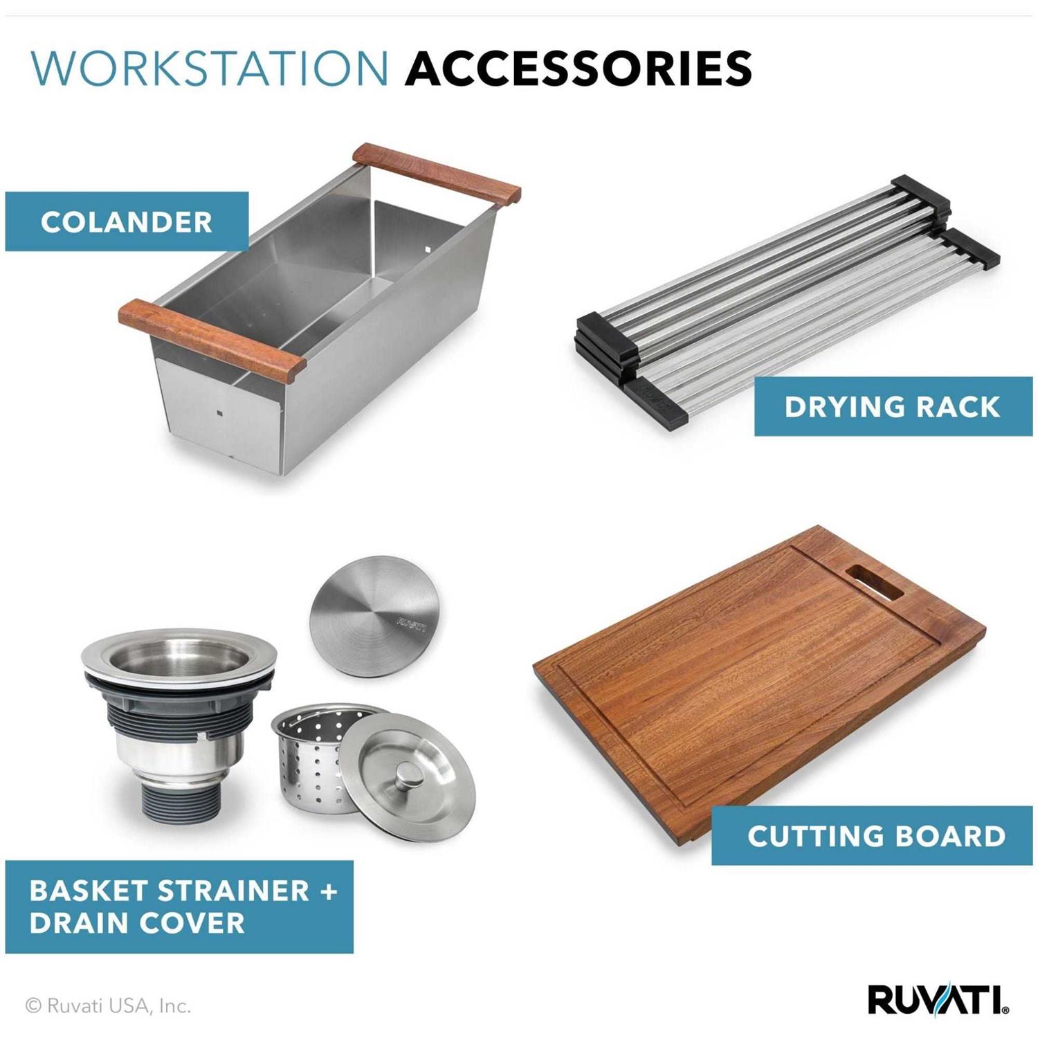 Ruvati 30-inch Workstation Ledge Undermount 16 Gauge Stainless Steel Kitchen Sink Single Bowl RVH8310 - Cheap Fitting