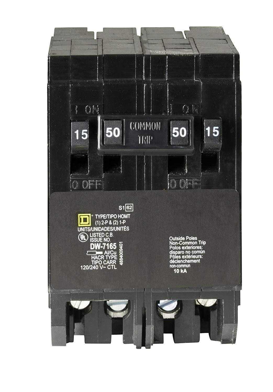 Square D Homeline 50-amp 4-Pole Quad Circuit Breaker HOMT1515250CP - Cheap Fitting