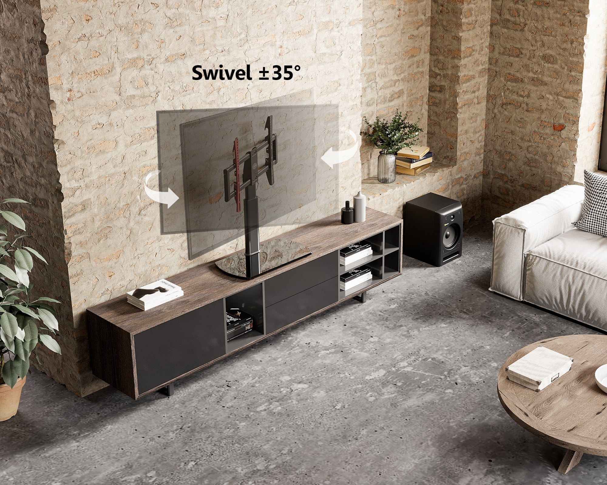 FITUEYES Universal Tabletop TV Stand Base with Swivel Mount for 32 45 50 55 60 65 70 75 inch LED LCD Flat screen TVs, Black TV Replacement Stand for Bedroom, Living Room - Cheap Fitting