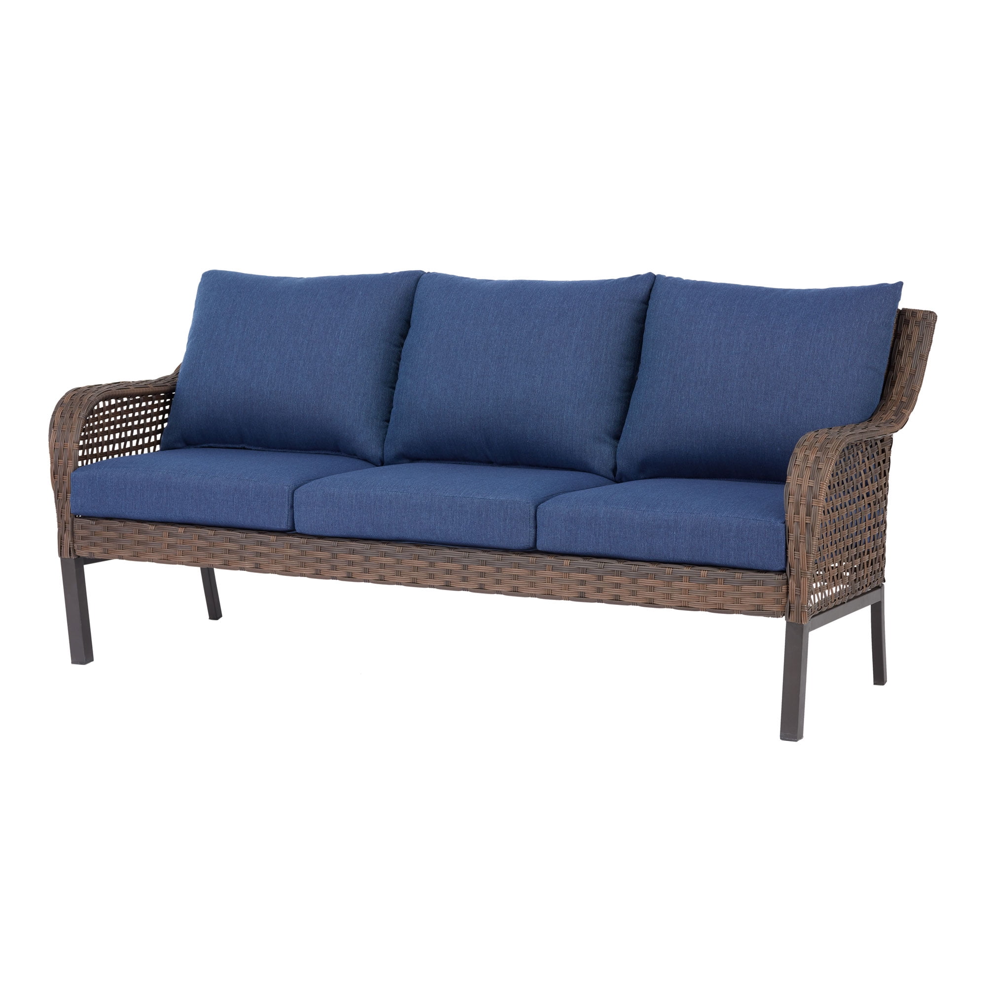 Mainstays Tuscany Ridge Wicker Outdoor Sofa, Blue - Cheap Fitting