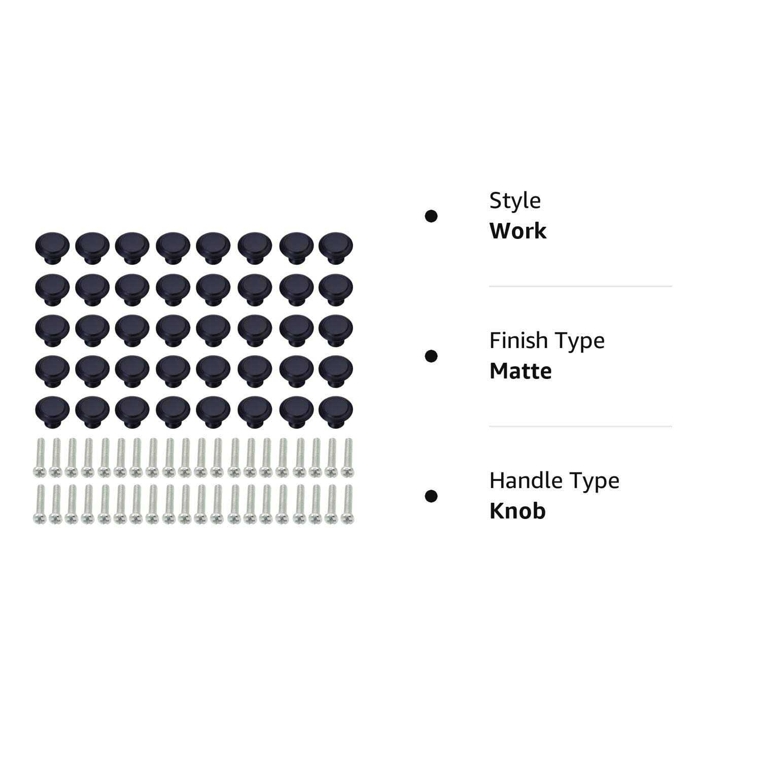 Gobericher 40 Pieces Black Round Kitchen Cabinet Knobs Dresser Knobs Drawer Knobs Drawer Pulls Door Knobs Dresser Handles Cabinet Hardware Cupboard Handles - Cheap Fitting