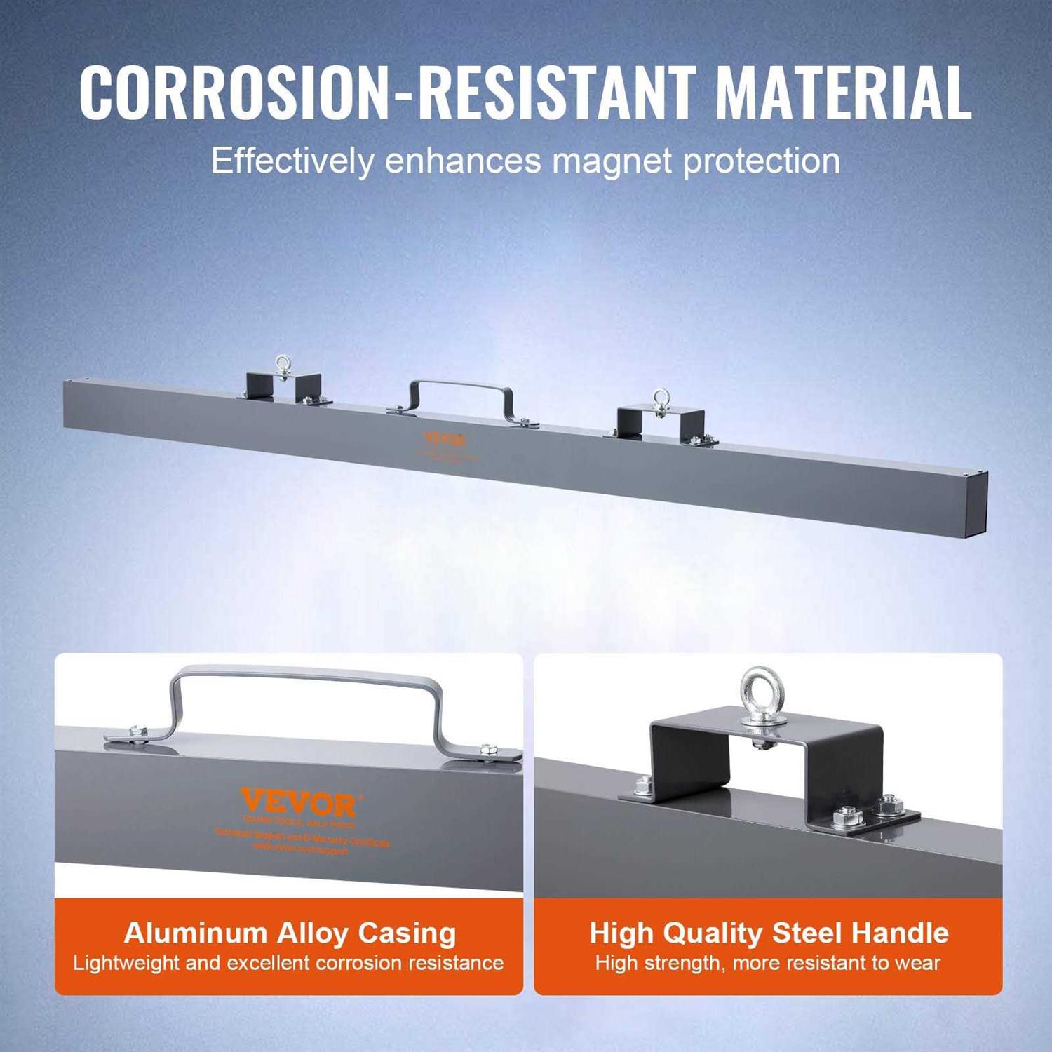 VEVOR Hanging Magnetic Sweeper Pickup Tool 120lbs Nail Hang-Type Magnetic Forklift Sweeper Industrial Grade Magnets Steel Material Hunting - Cheap Fitting