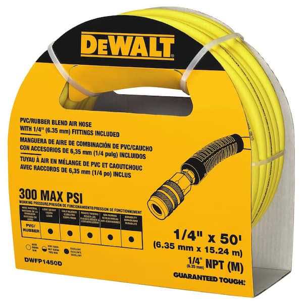 DeWalt 1/4 x 50′ Premium Hybrid Polymer Blend Air Hose DWFP1450D - Cheap Fitting