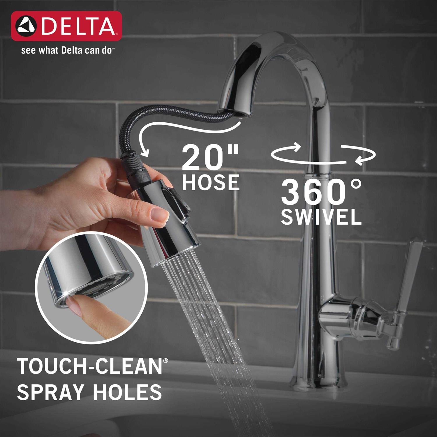Delta Emmeline Single Handle Pull Down Bar/Prep Faucet 9982 - Cheap Fitting
