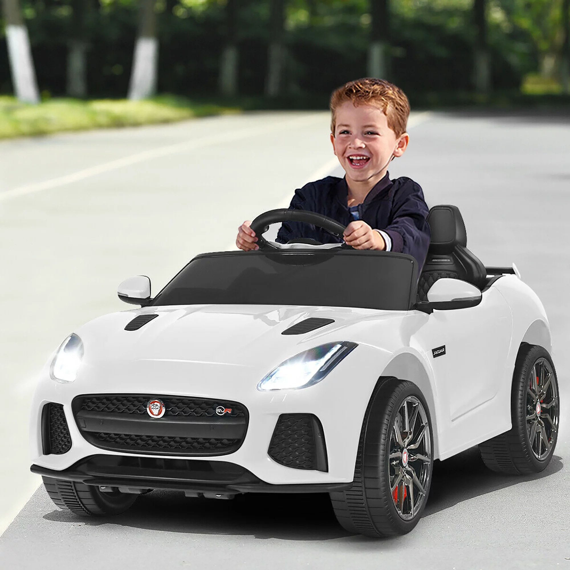 Costway 12V Jaguar F-Type SVR Licensed Kids Ride On Car Motorized Vehicle w/ MP3 Black - Cheap Fitting